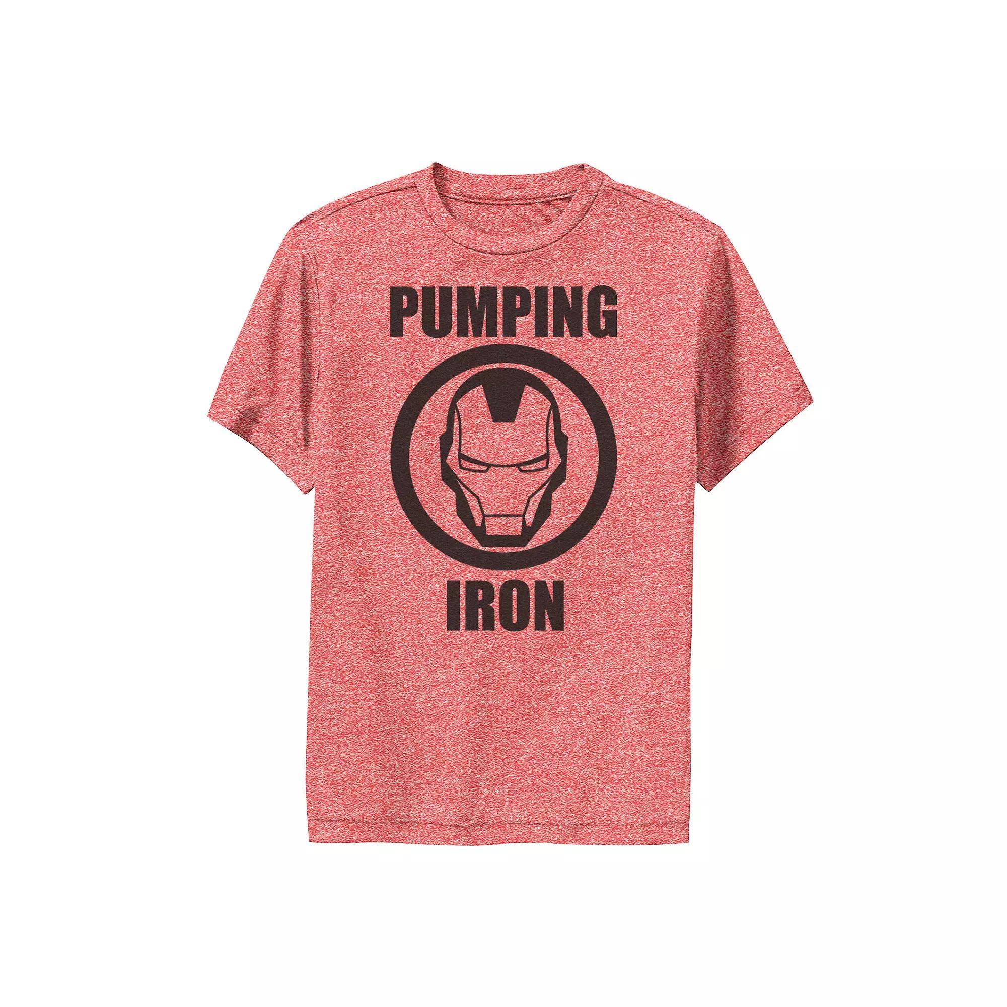 Boys 8-20 Marvel Iron Man Pumping Iron Logo Performance Tee, Boy's, Size: XL, Red Grey Product Image