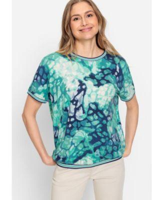 Olsen Womens Viscose Blend Short Sleeve Water Print T-Shirt Product Image