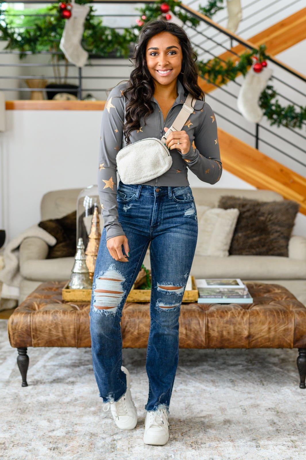 Christine High Contrast Slim Bootcut Destroyed Jeans (Online Exclusive) Female Product Image