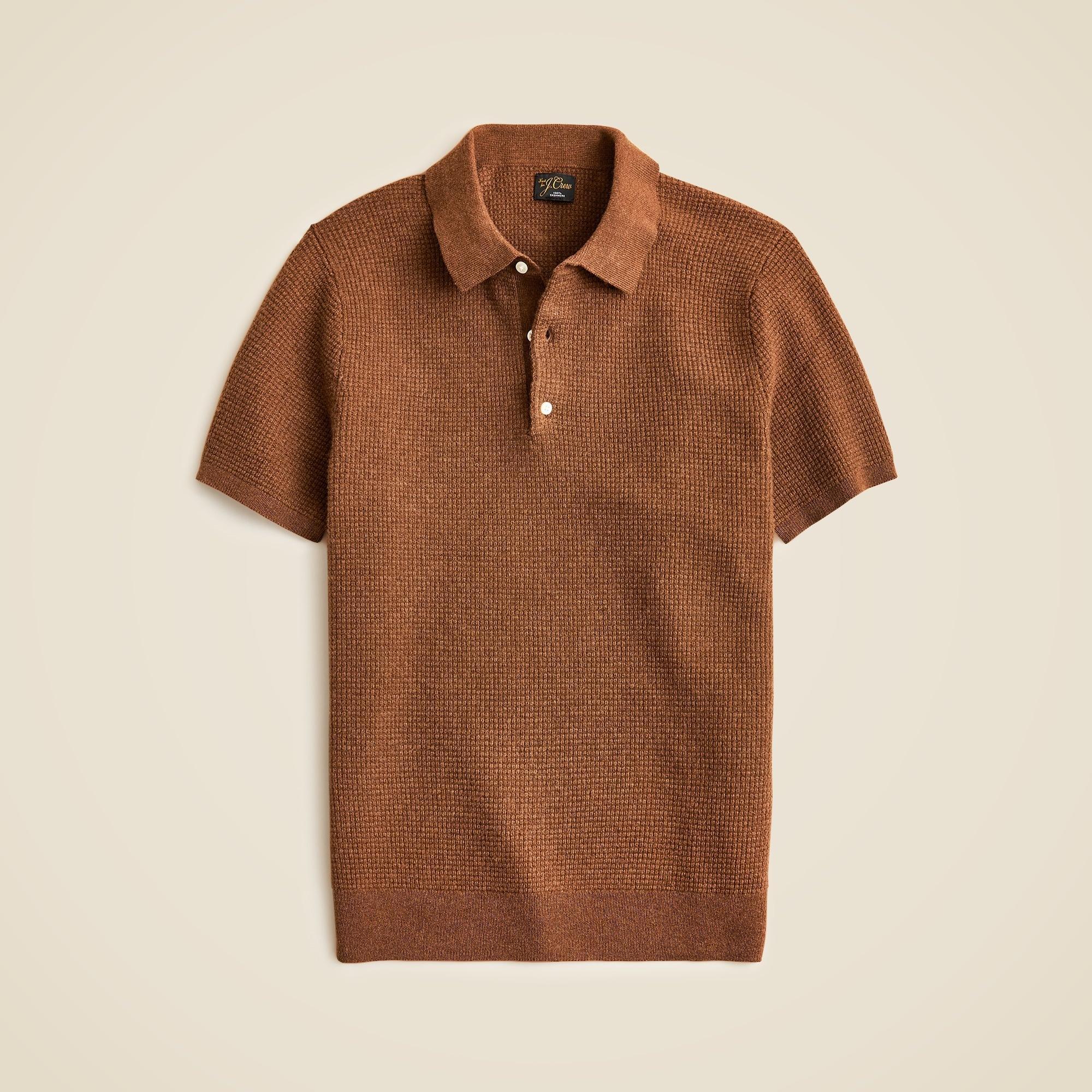 Short-sleeve cashmere waffle sweater-polo Product Image