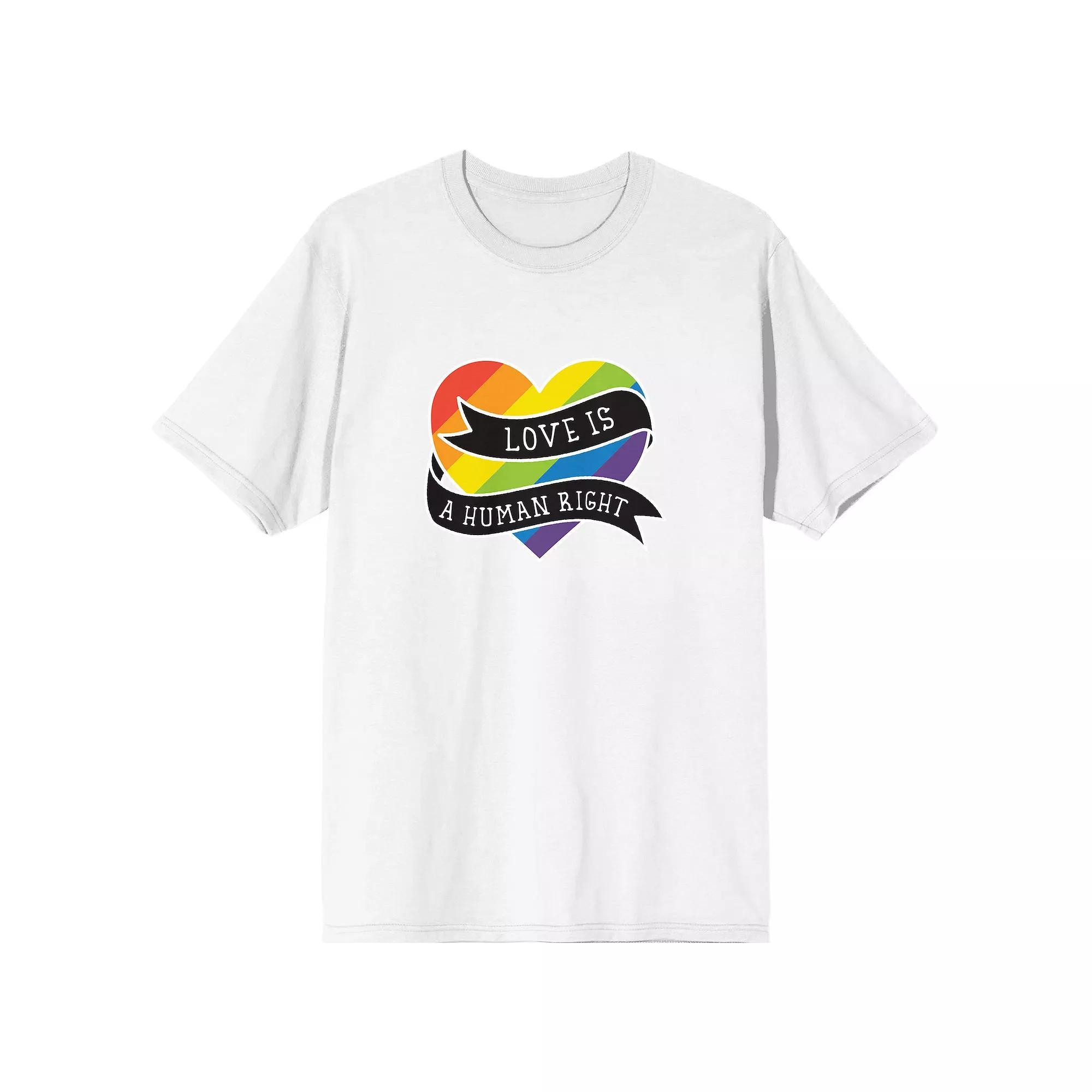 Men's Pride Love Is A Human Right Tee, Size: Large, White Product Image