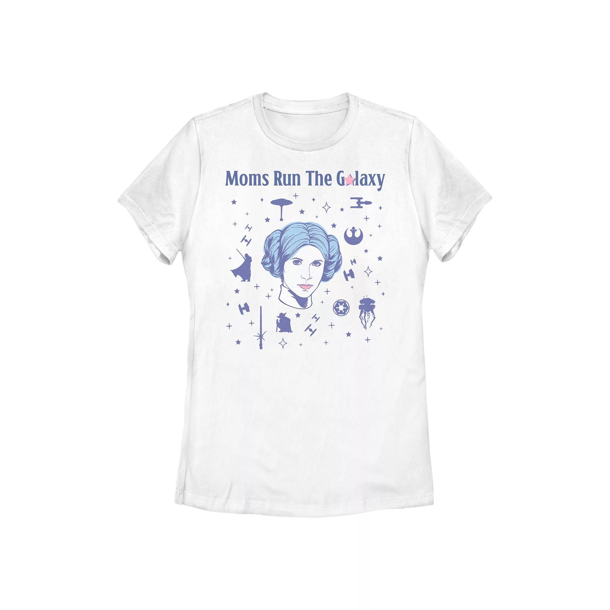 Women's Star Wars Princess Leia Moms Run The Galaxy Graphic Tee, Size: Large, White Product Image
