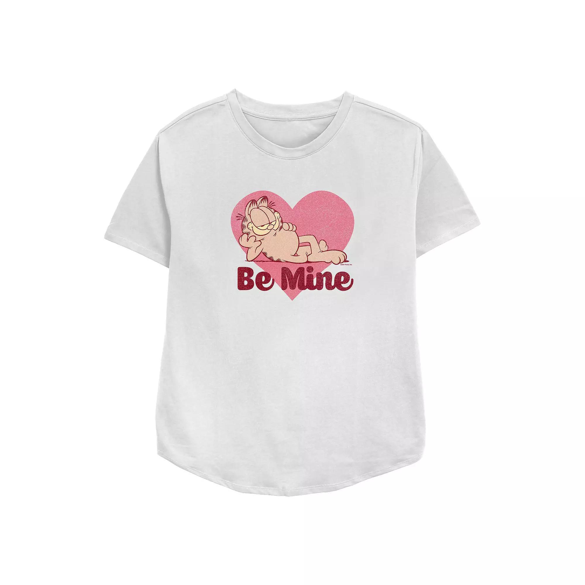 Women's Garfield Be Mine Relaxed Fit Graphic Tee, Size: Small, White Product Image
