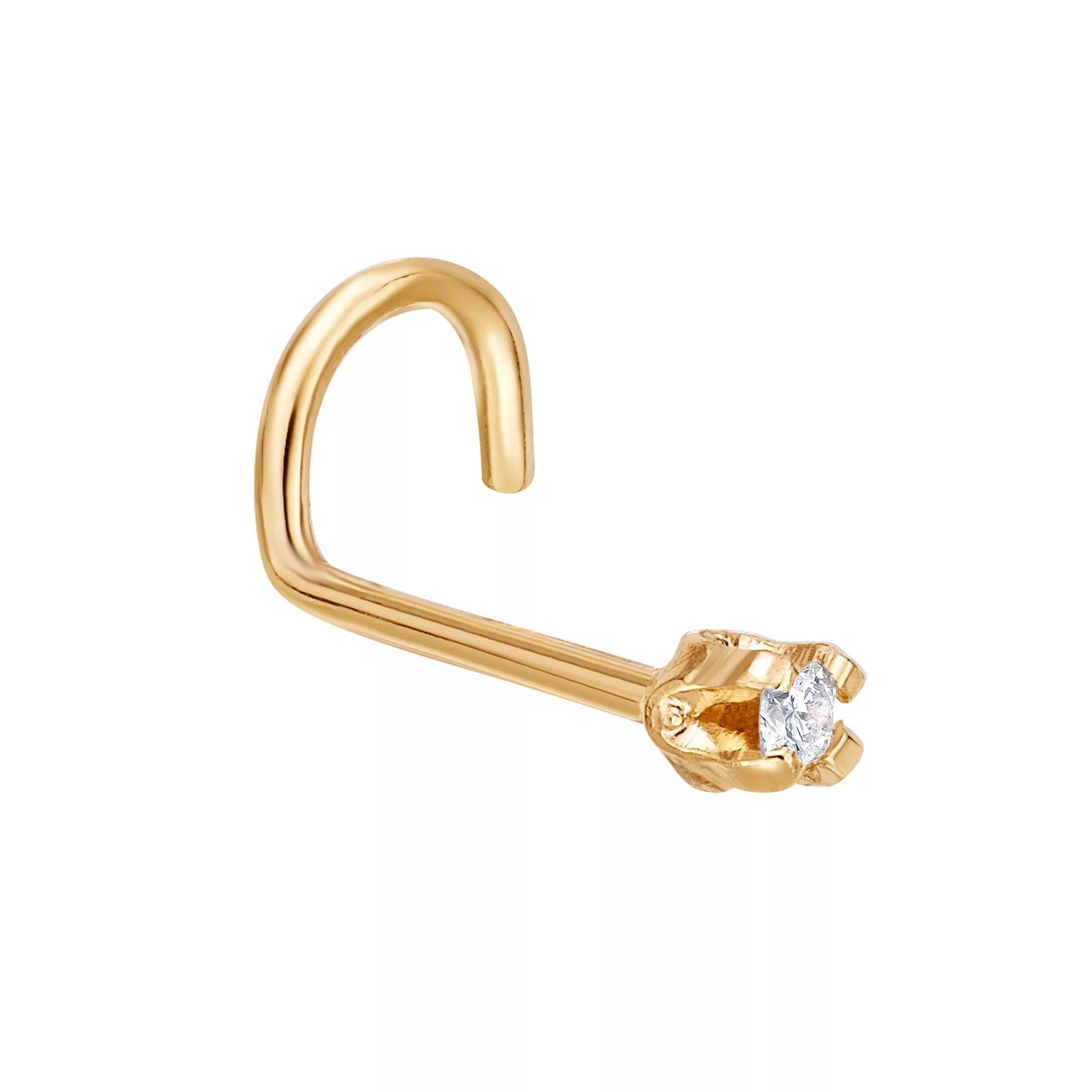 Lila Moon 14k Gold 1.3 mm Diamond Accent Curved Nose Stud, Women's, 14k White Gold Product Image