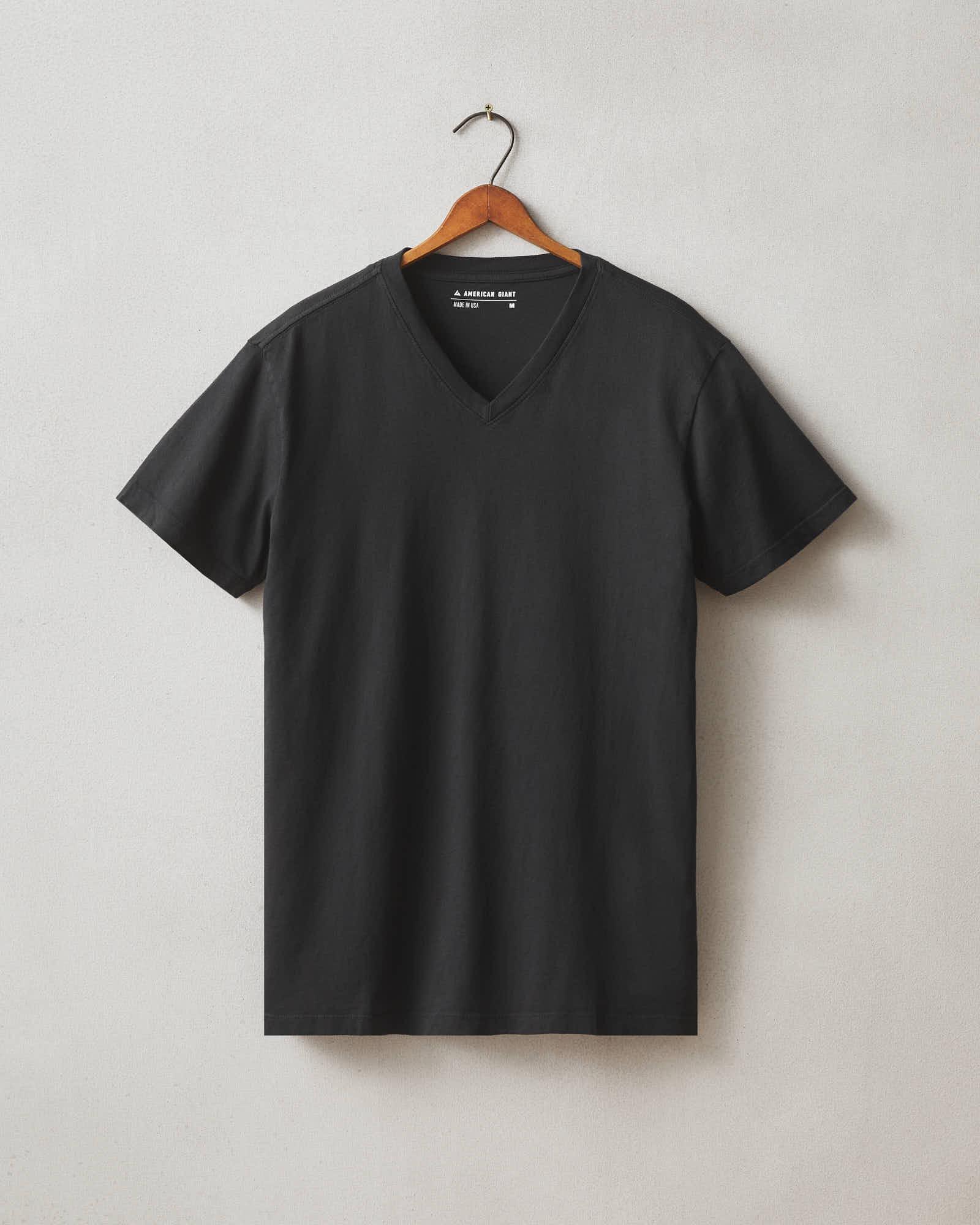 Men's Classic Cotton V-Neck Tee - Black Male Product Image
