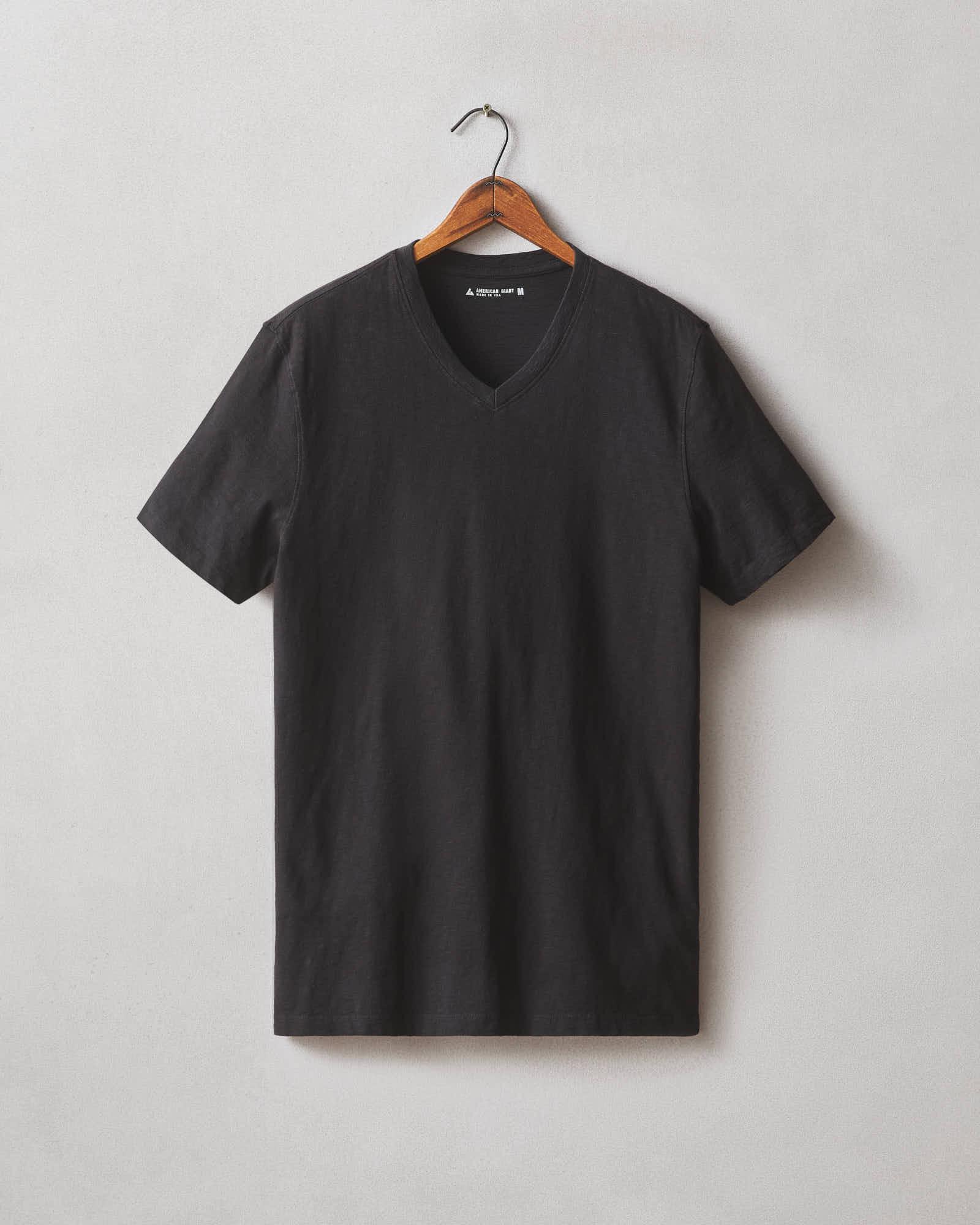 Men's Premium Slub V-Neck Tee - Black Male Product Image