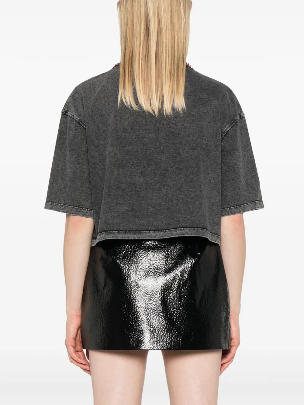 bead-embellished cropped T-shirt Product Image