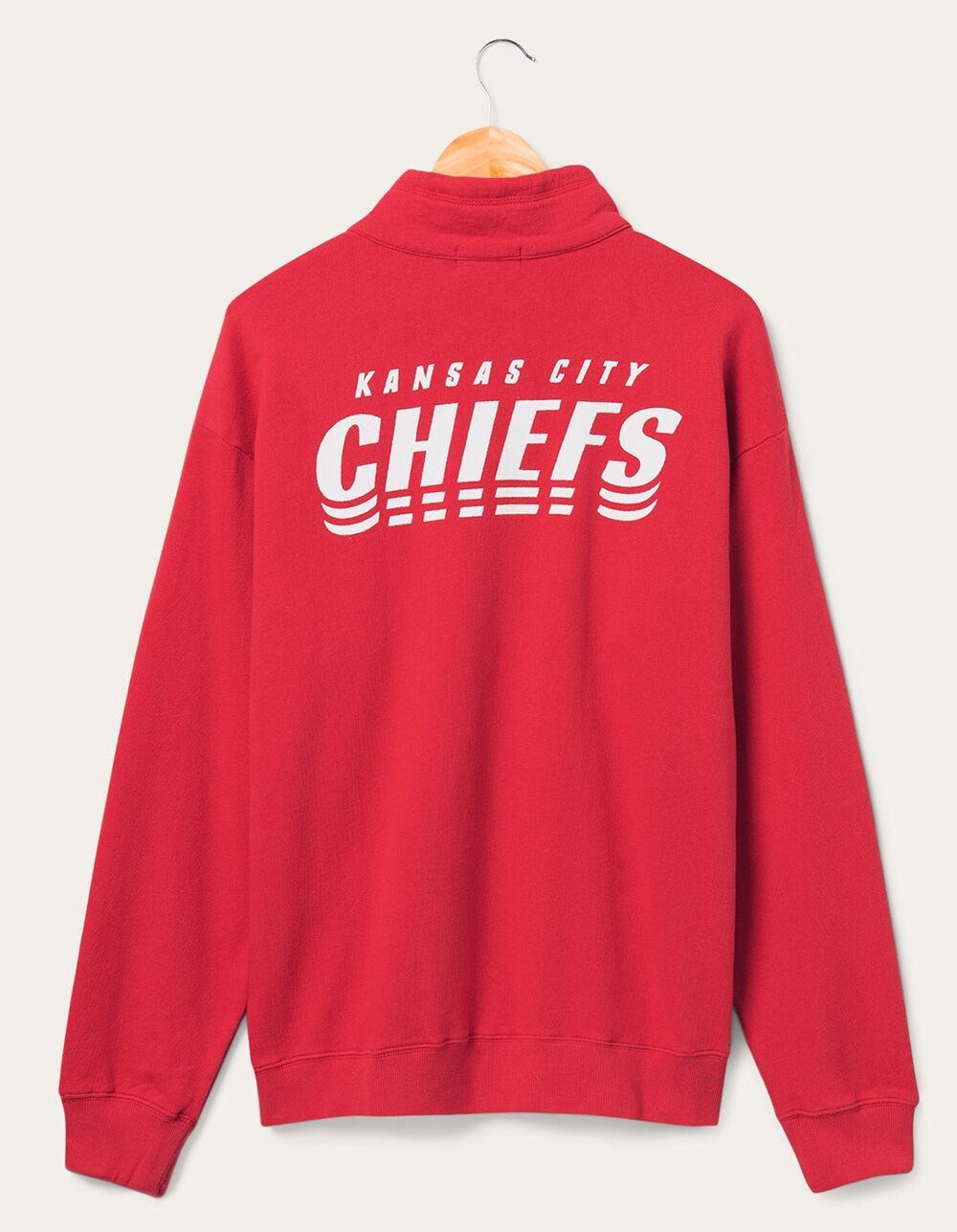 JUNK FOOD Kansas City Chiefs Mock 1/4 Button Up Sweatshirt Product Image