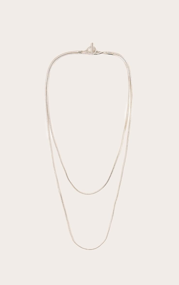 Silver Snake Chain Layered Necklace Product Image