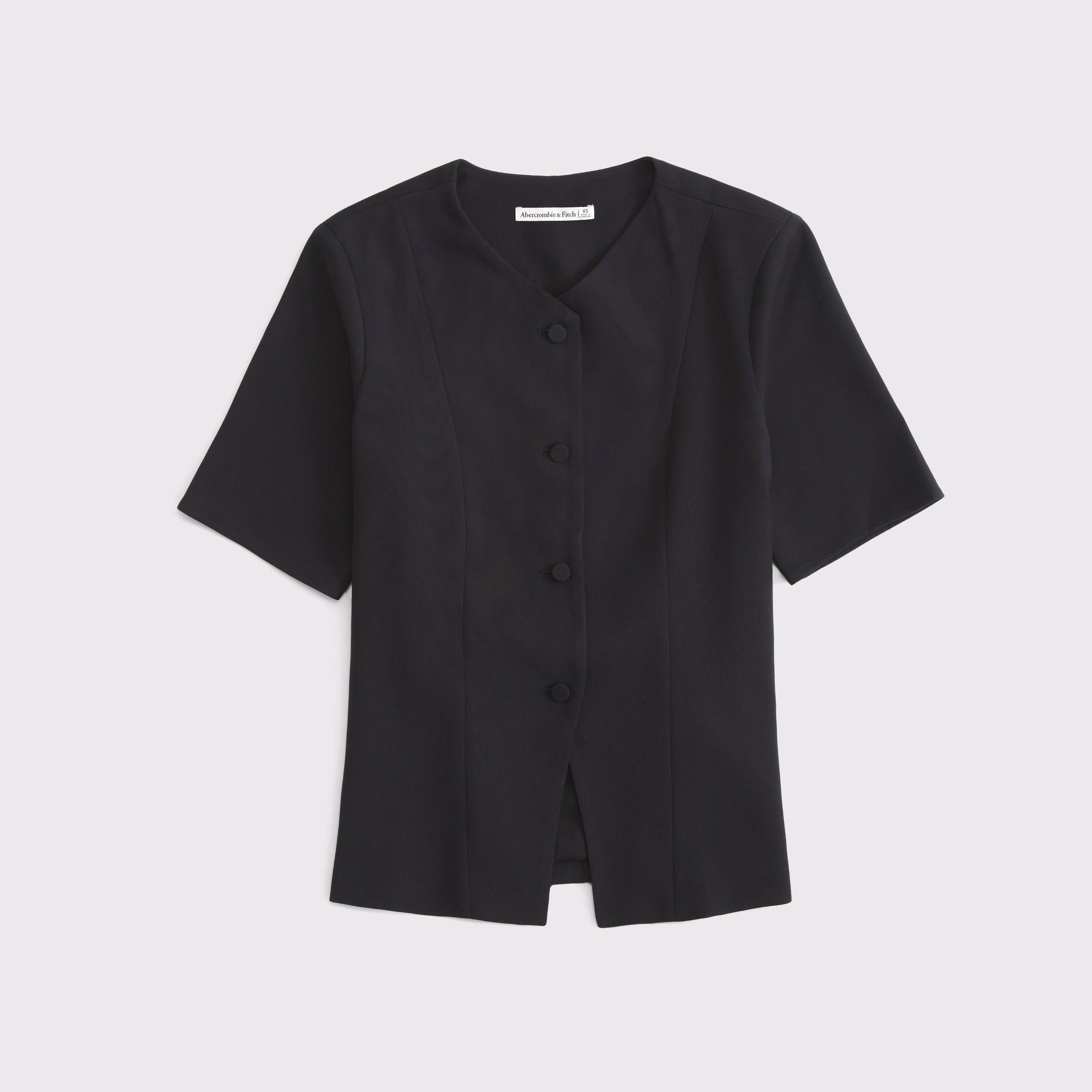 Short-Sleeve Tailored Vest Top Product Image