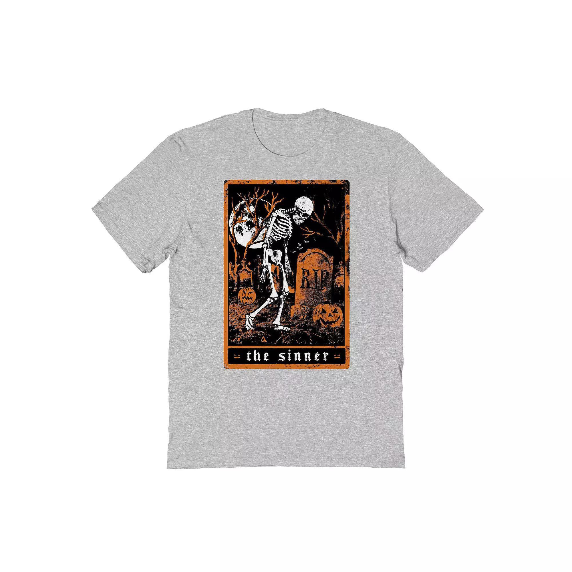 Men's the Sinner Tarot Back Halloween Graphic Tee, Size: Small, Sport Gray Product Image