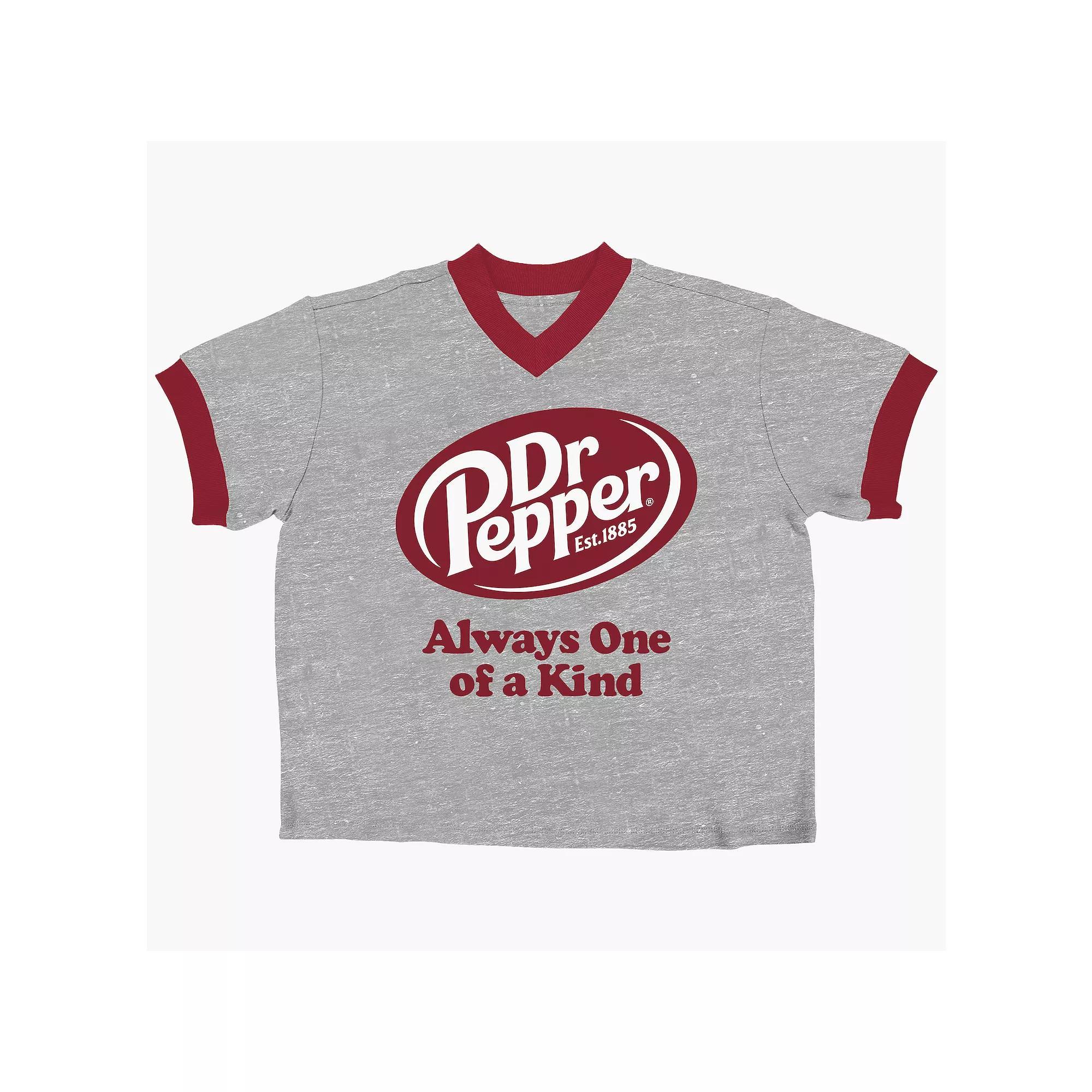Juniors' Dr Pepper Always One & Of A Kind V-Neck Baby Graphic Tee, Women's, Size: XL, Gray Product Image