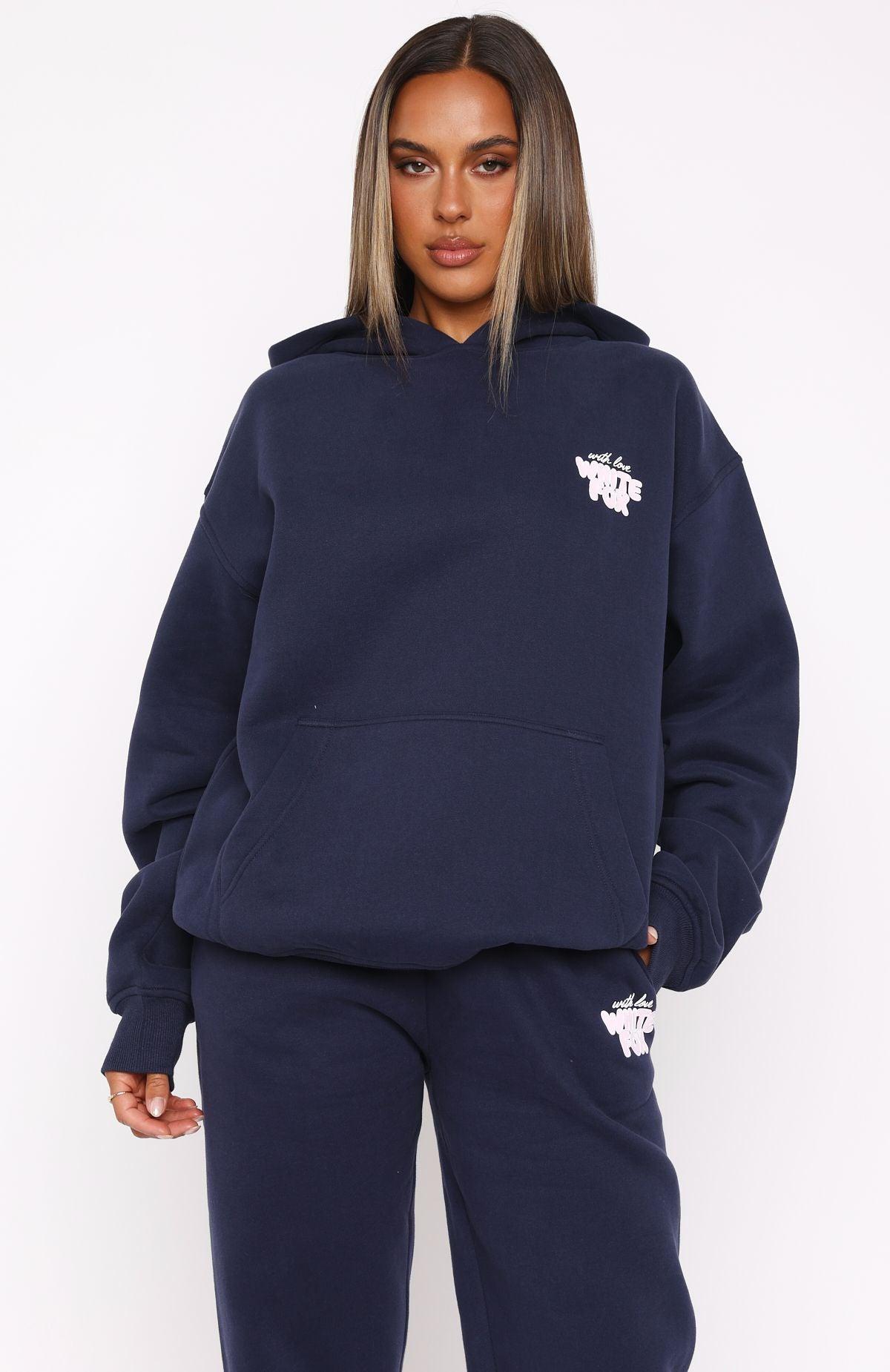 With Love Always Oversized Hoodie Navy Product Image
