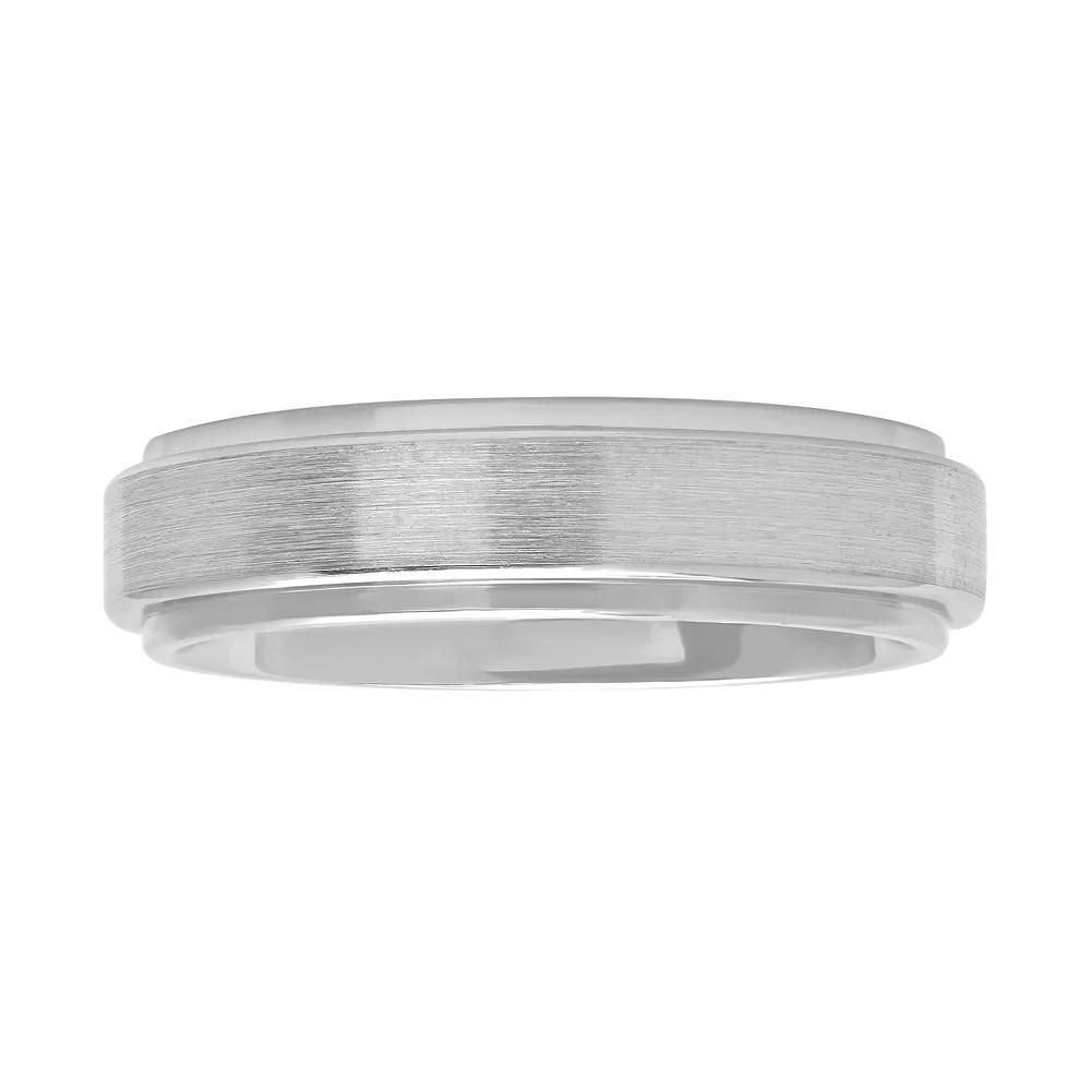Men's Cobalt Step Edge Band, Size: 14.50, Silvertone Product Image