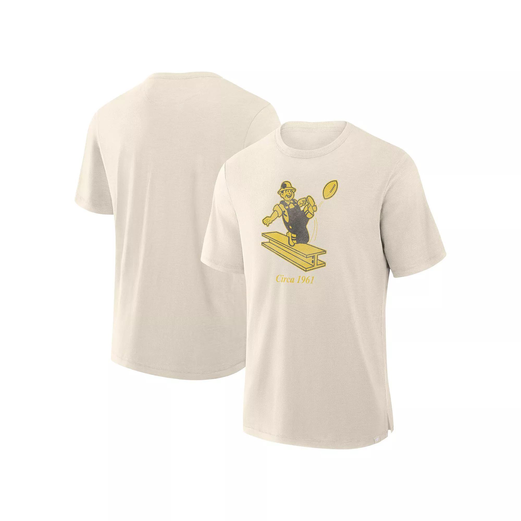 Men's Fanatics  Cream Pittsburgh Steelers Slub T-Shirt, Size: Large, Beige Product Image