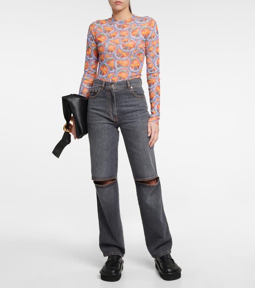JW ANDERSON All-over Apple-print Top In Blue Product Image