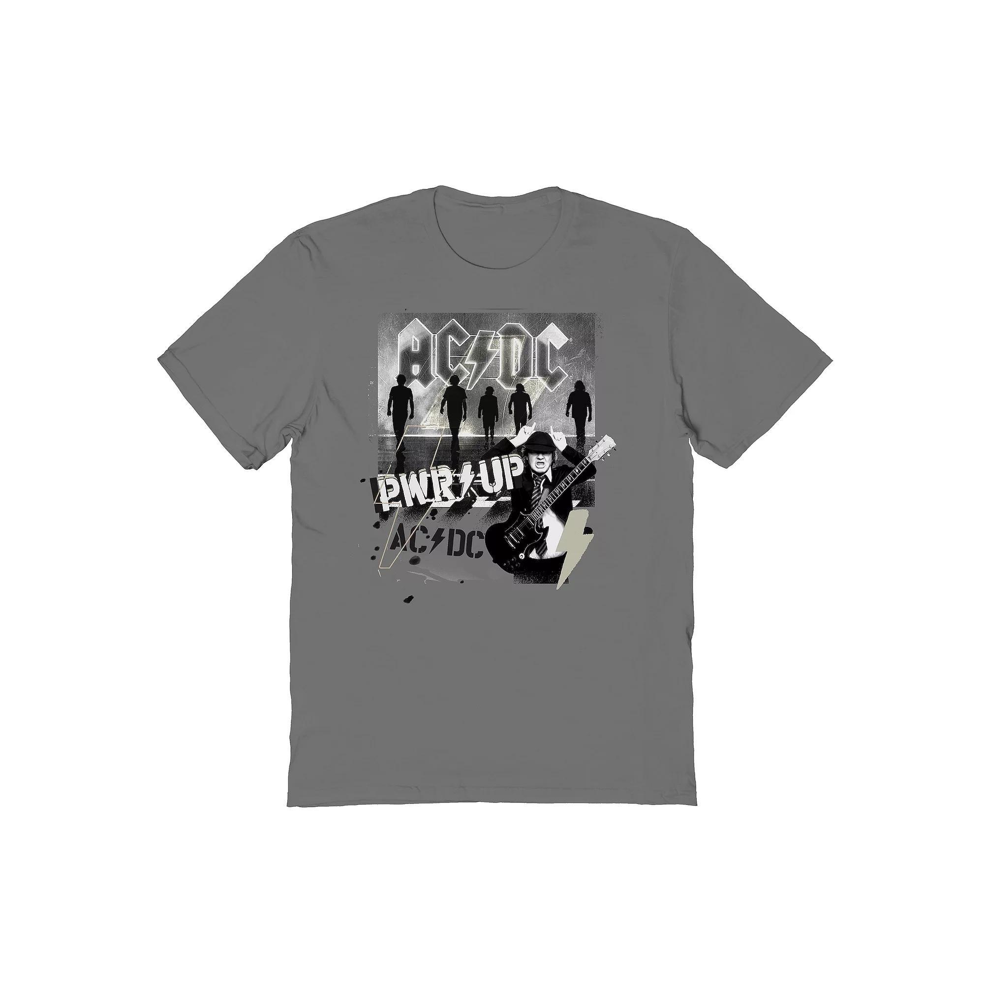 Mens ACDC PWR UP Graphic Tee Grey Product Image