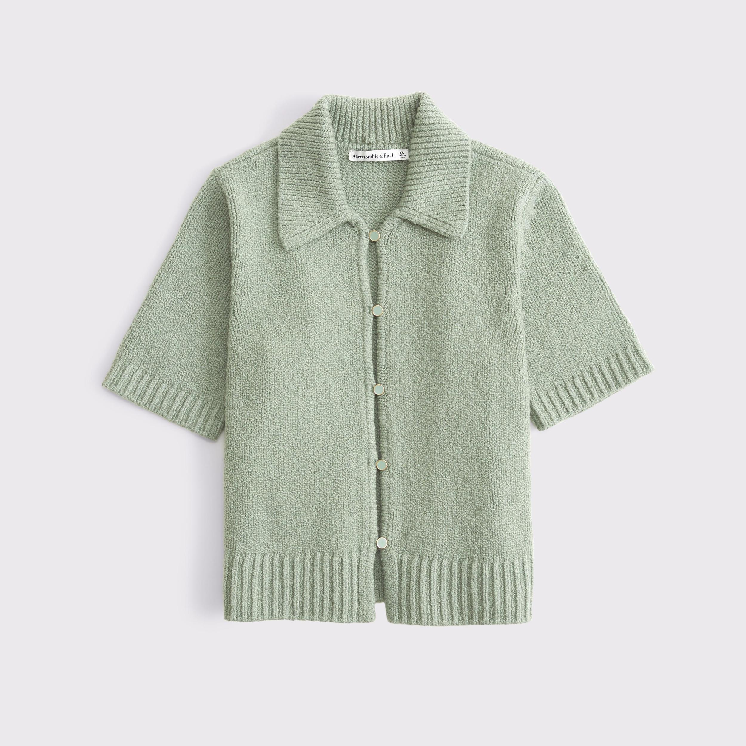 Short-Sleeve Collared Cardigan Product Image