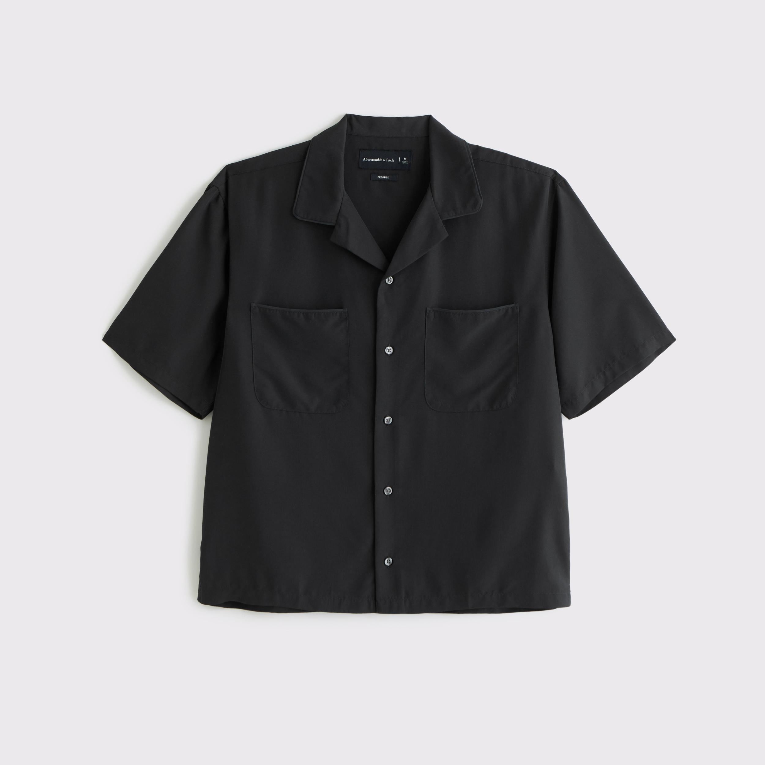Camp Collar Cropped Cupro Shirt Product Image