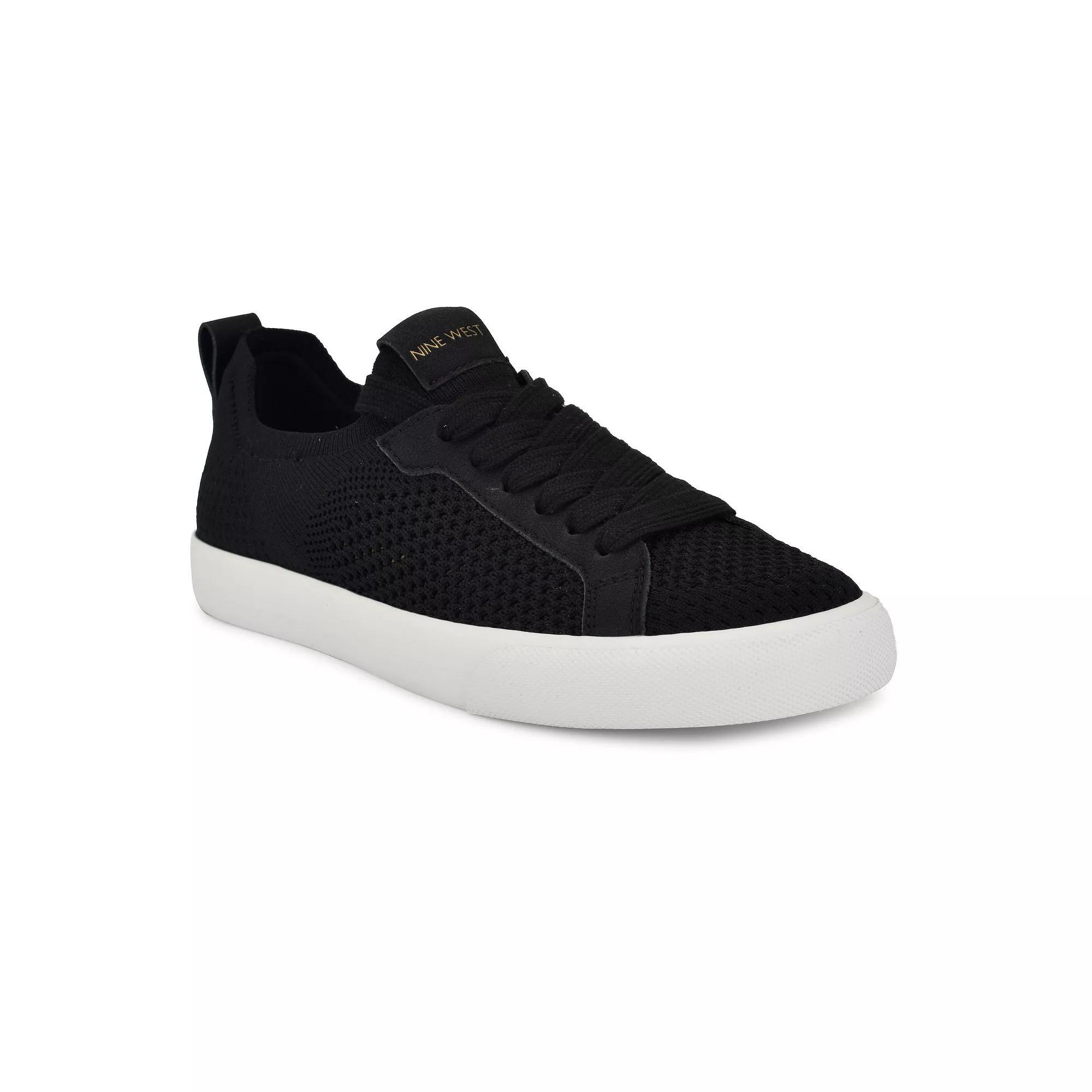 Nine West Looki Round Toe Casual Lace-Up Sneakers, Women's, Size: 7.5, Black Product Image