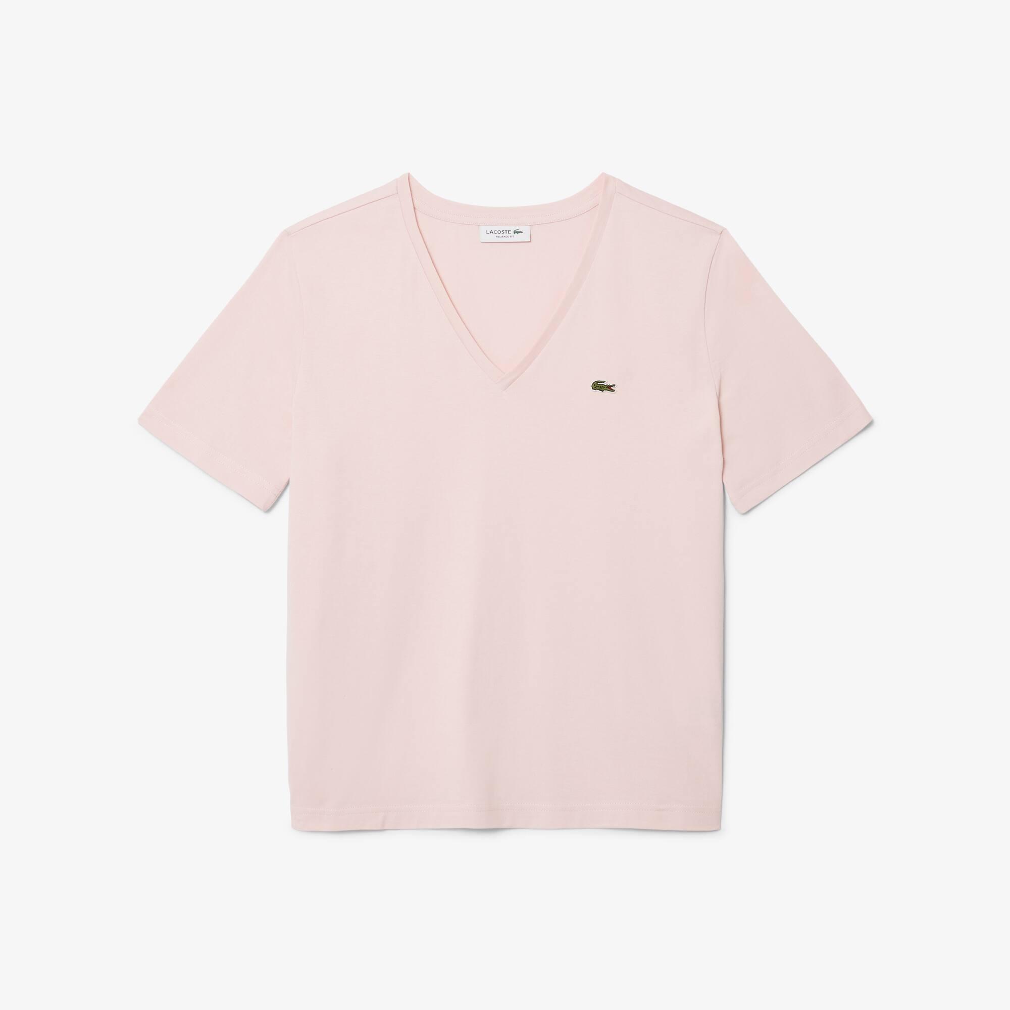 Relaxed Fit Soft Cotton V Neck T-shirt Product Image