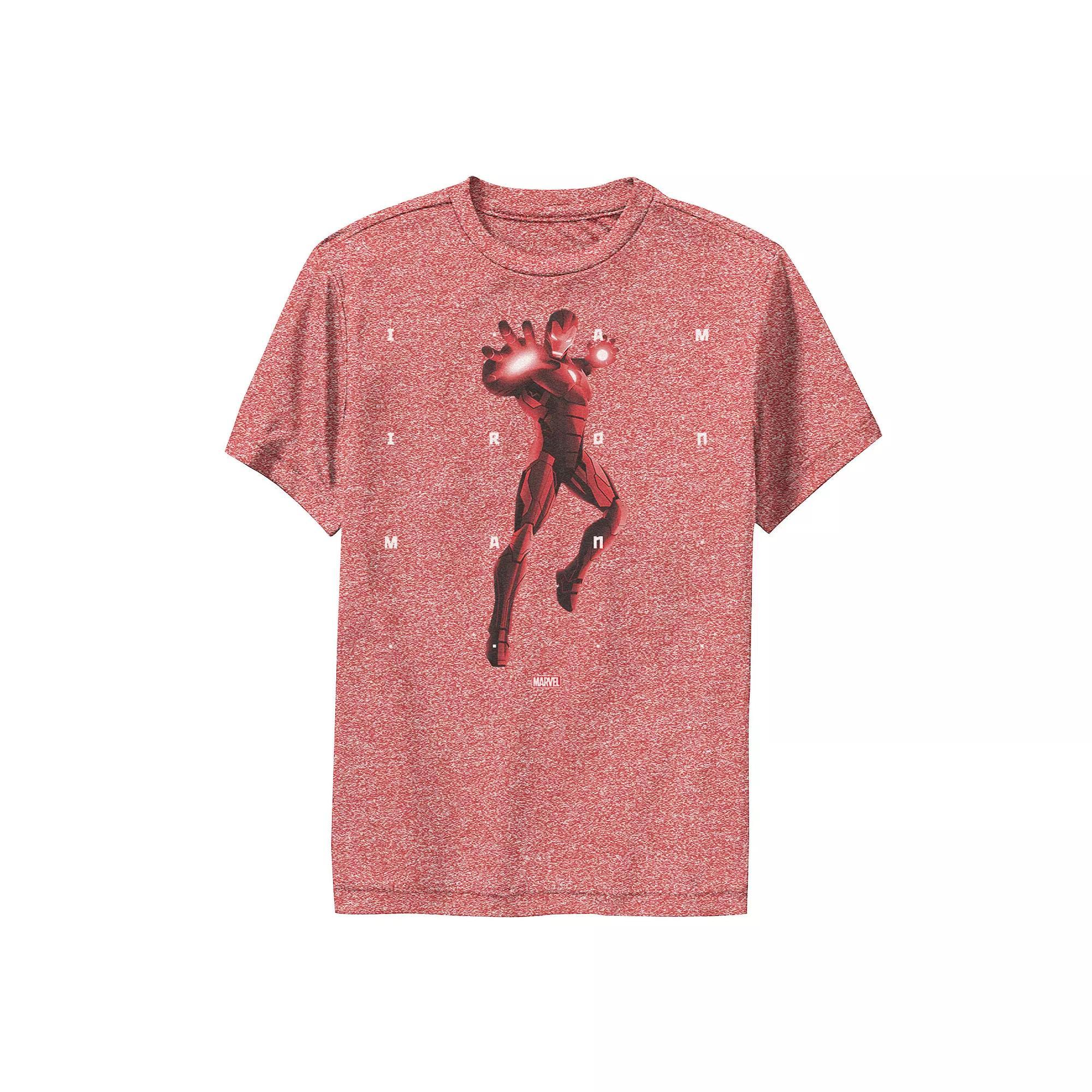 Boys 8-20 Marvel Iron Man Halftone Word Stack Performance Tee, Boy's, Size: XL, Red Grey Product Image