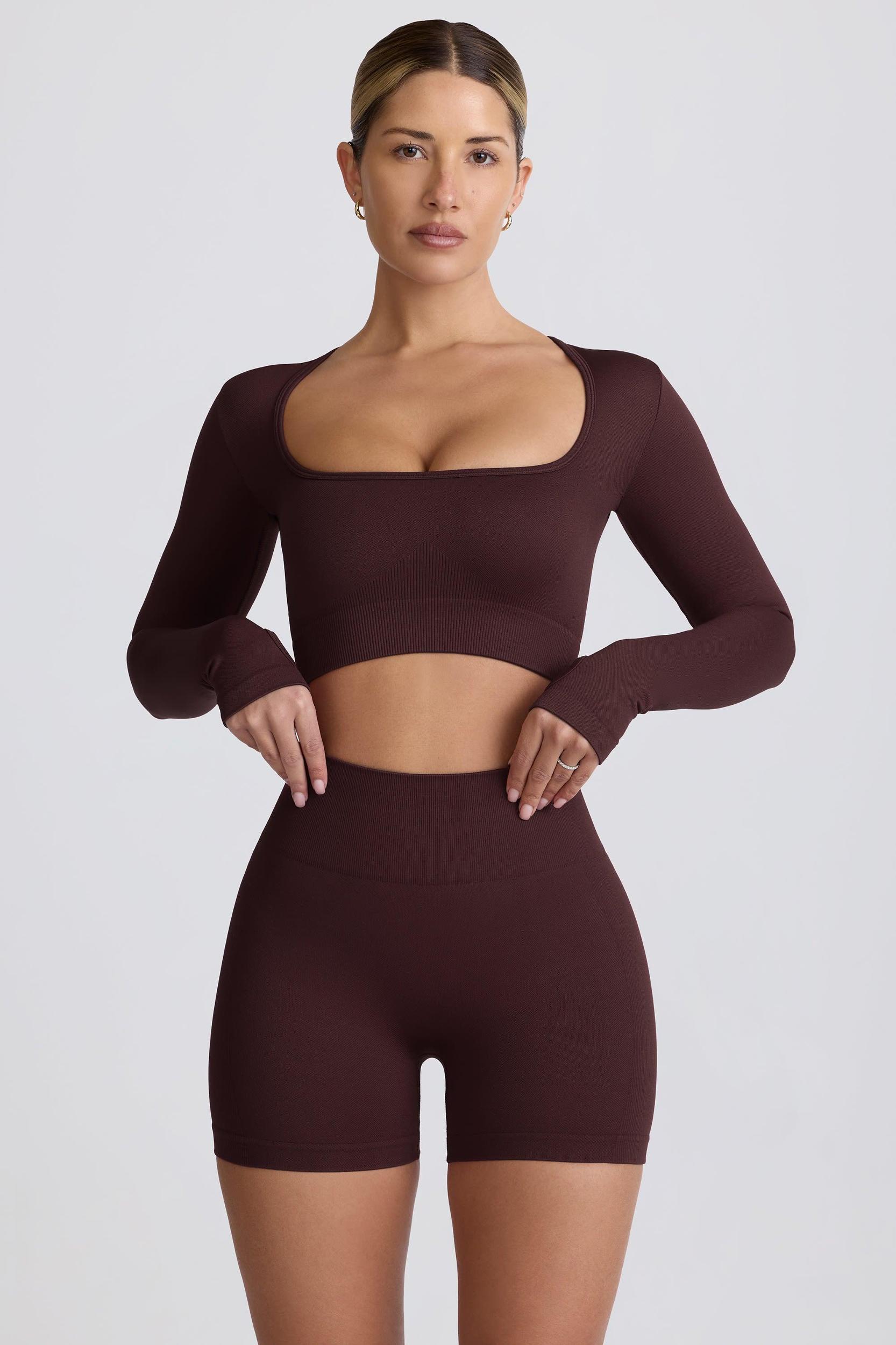Super Sculpt Seamless High-Waist Mini Shorts in Chocolate Product Image