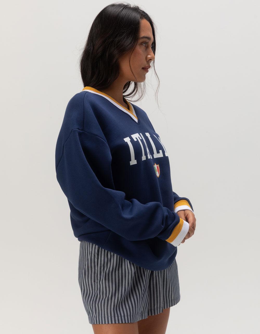 RSQ Womens Italia V-Neck Sweatshirt - NAVY Product Image