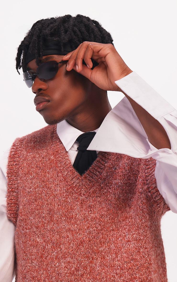 Red Marl Knit Sweater Vest Product Image