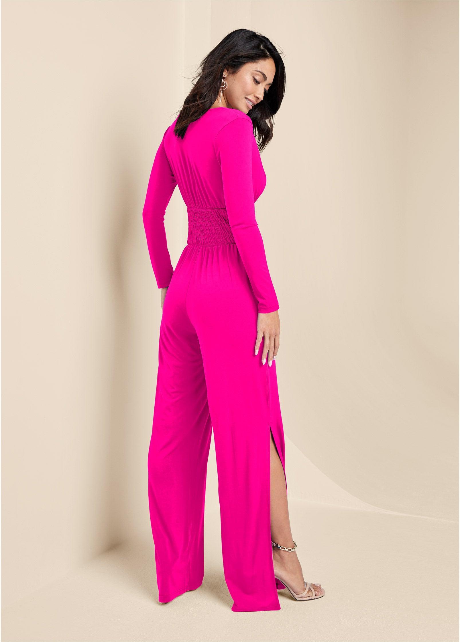 Smocked Waist Jumpsuit - Pink Product Image