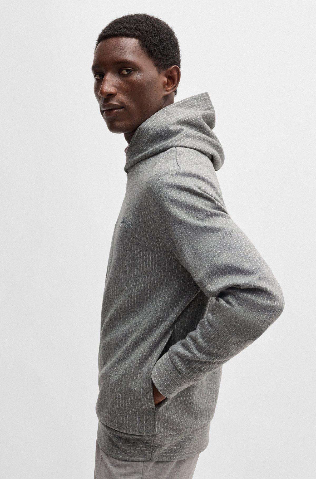 Regular-fit hoodie in a pinstripe cotton Product Image