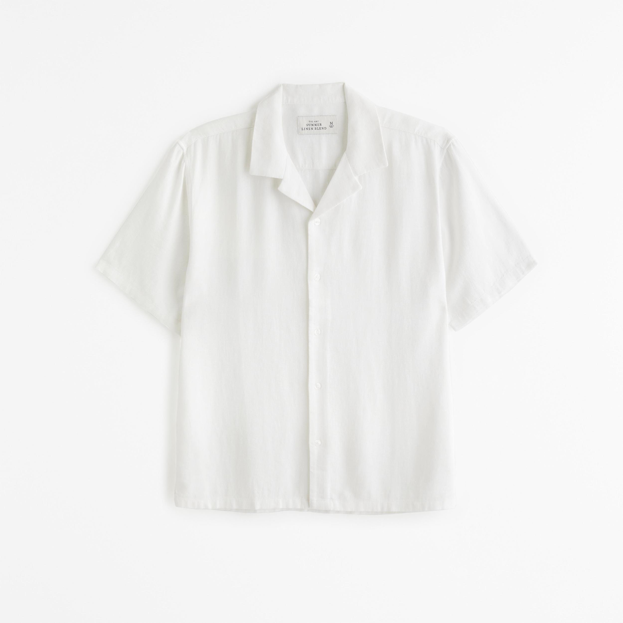 Camp Collar Linen-Blend Shirt Product Image