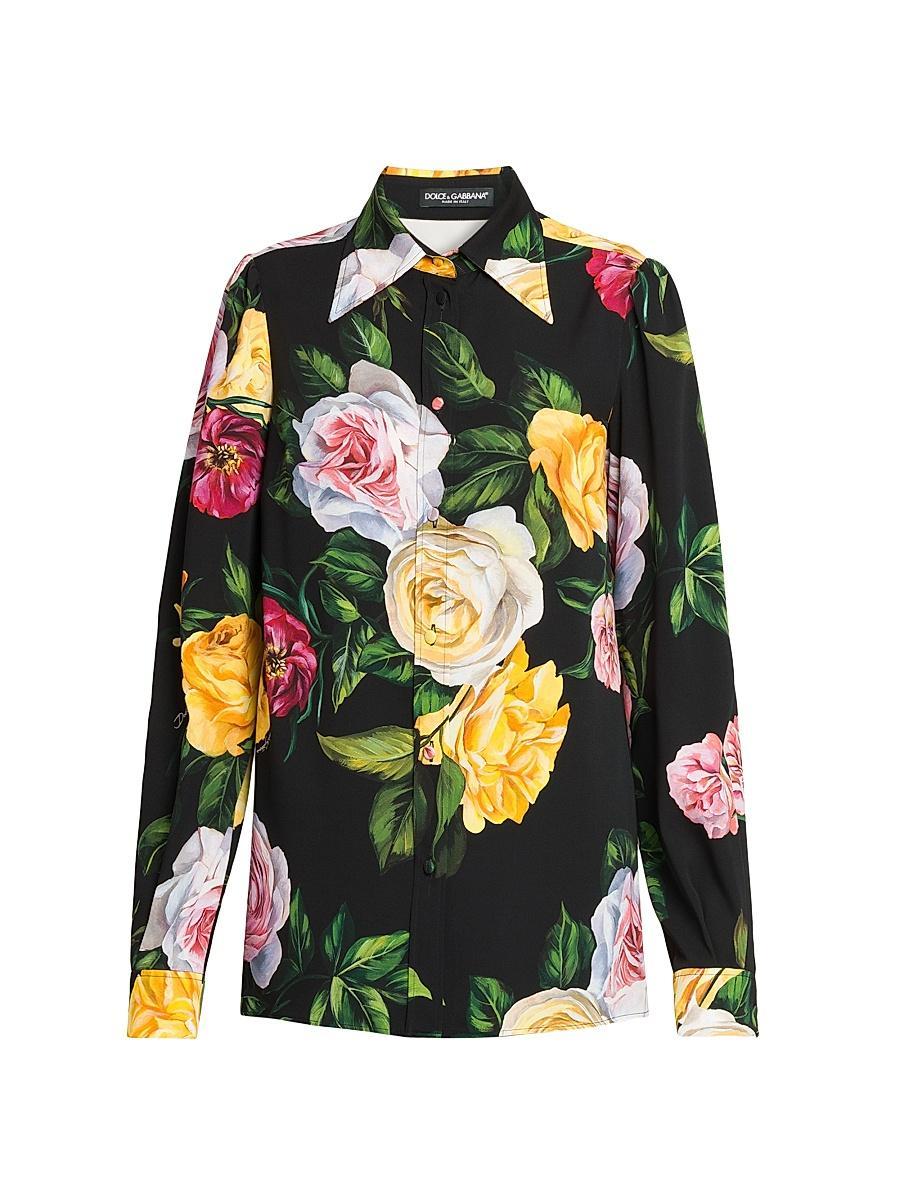 Womens Stretch-Silk Button-Front Shirt Product Image