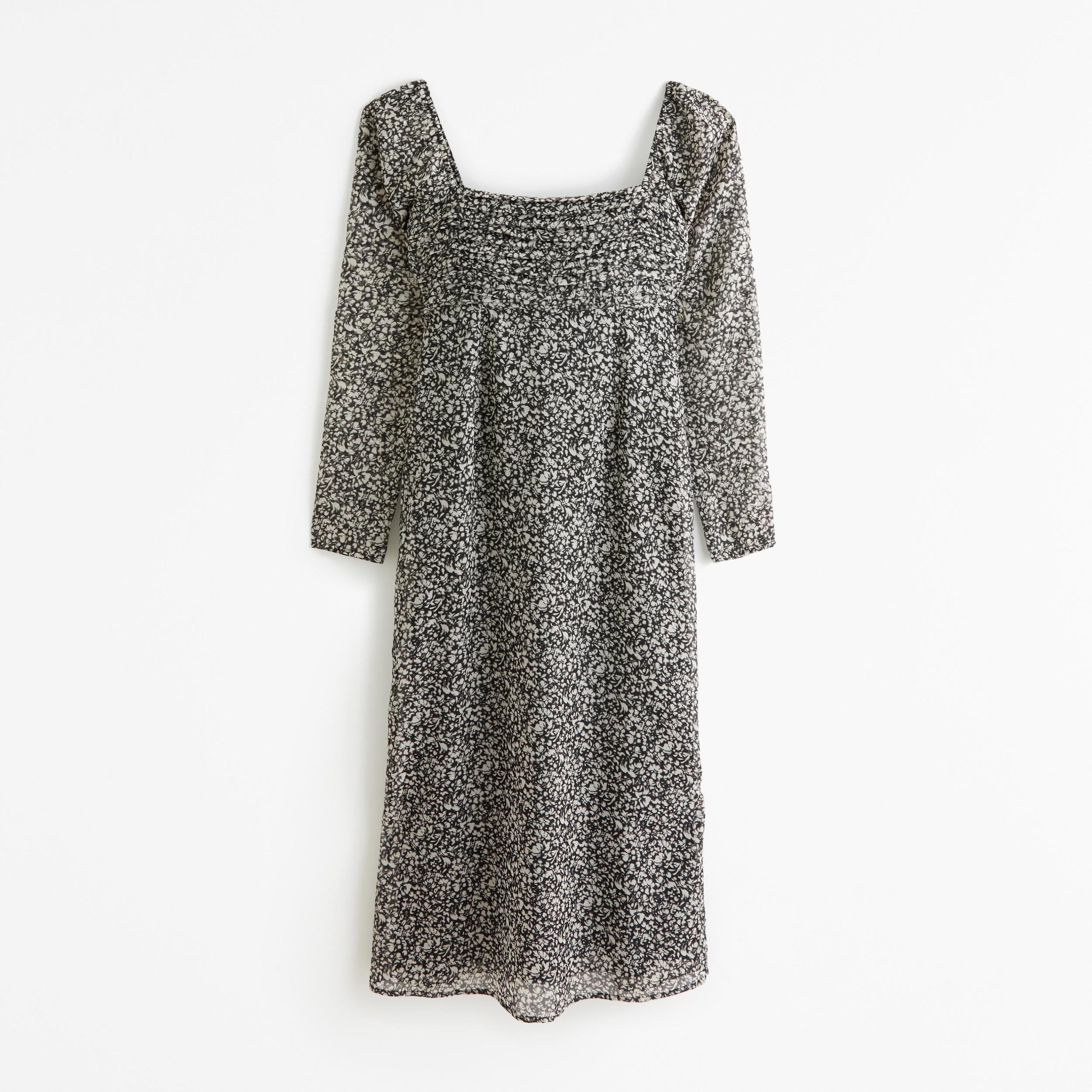 The A&F Emerson Chiffon Long-Sleeve Midi Dress Product Image