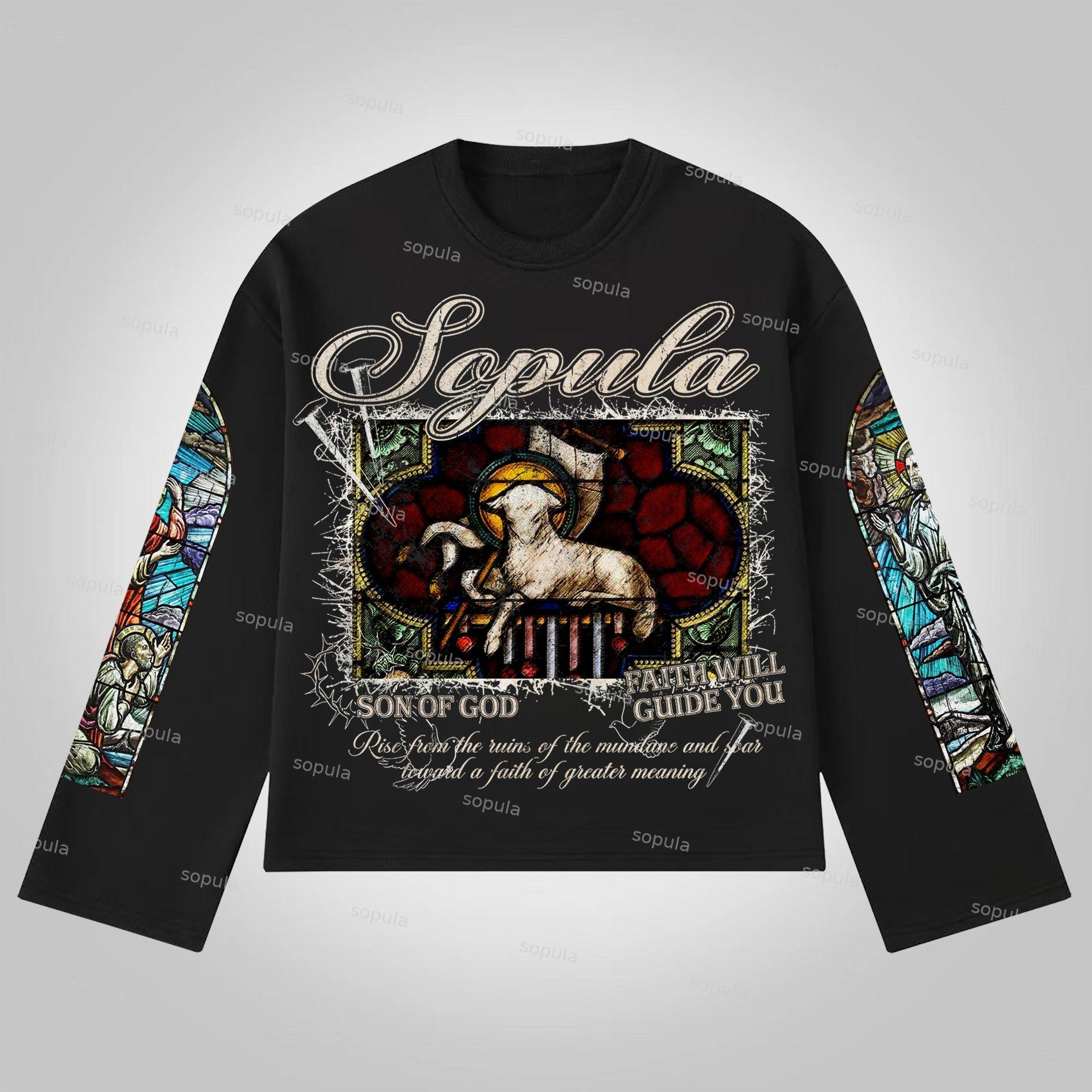 Sopula Lamb Of God Make Vintage Graphics Cotton Long Sleeve T-Shirt Product Image