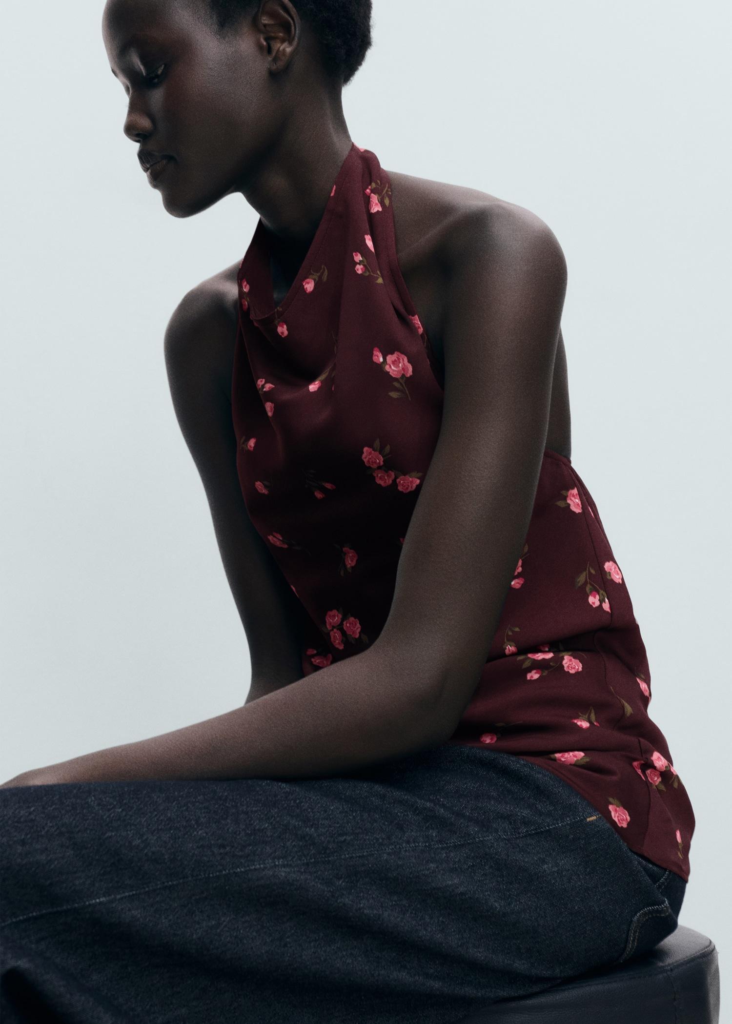 Draped floral top - Women | MANGO USA Product Image