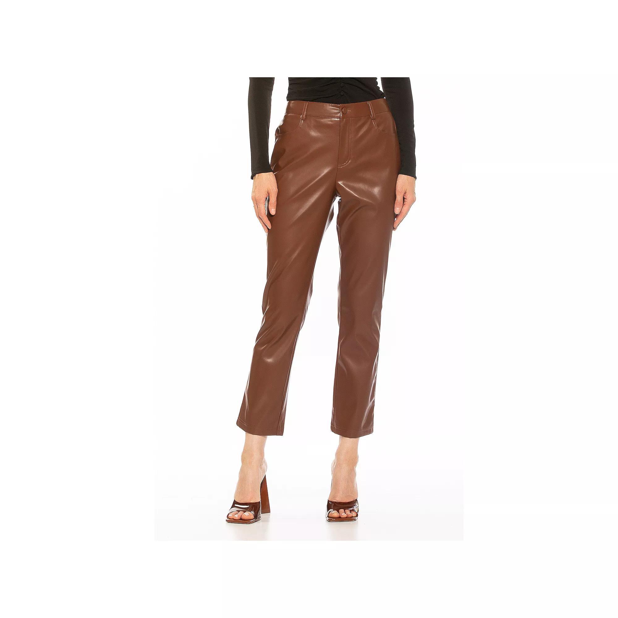 Women's ALEXIA ADMOR Mila Mid Rise Slim Fit Faux Leather Pants, Size: 12, Black Product Image
