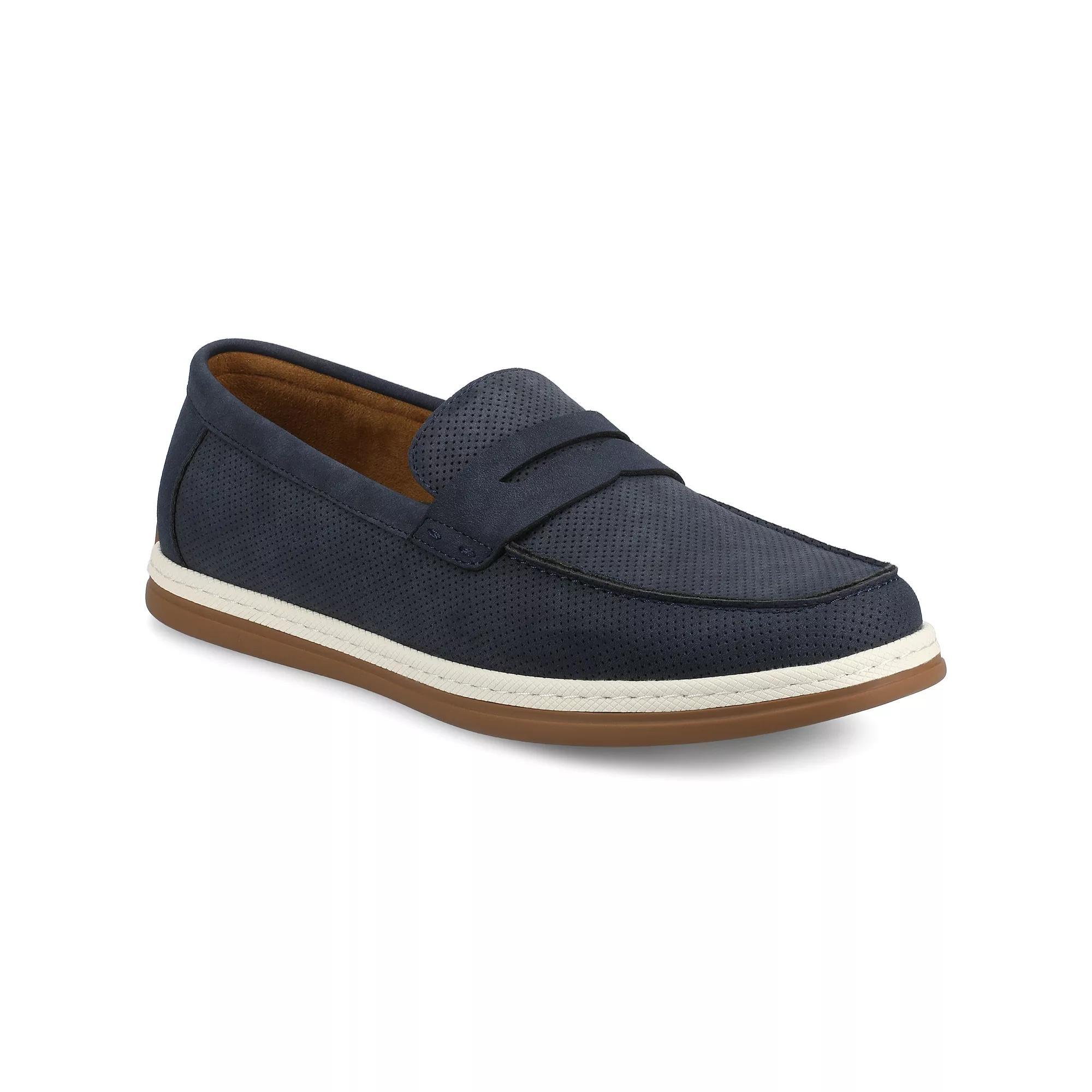 VANCE Brantley Comfort Casual Slip-on Men's Perforated Flexible Penny Loafers, Size: 10, Blue Product Image