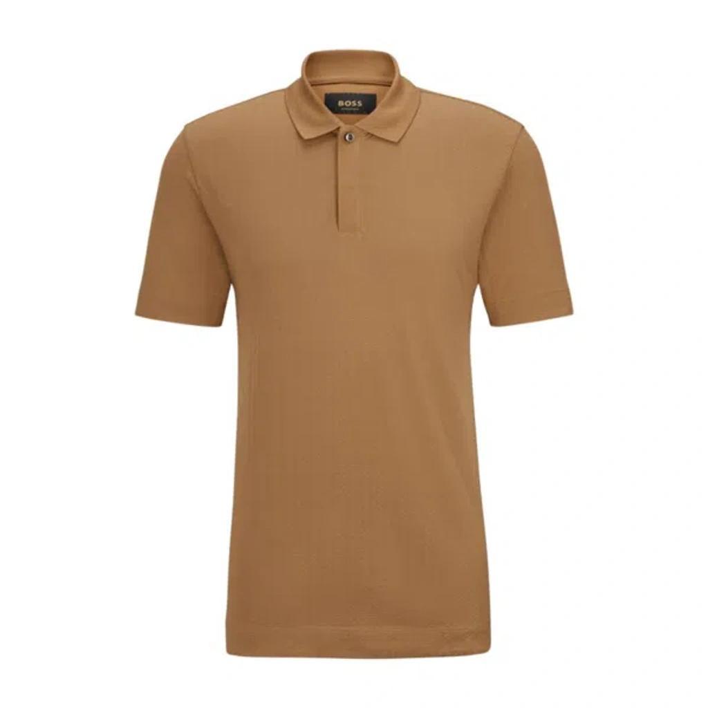 HUGO BOSS Regular-fit Polo Shirt In Cotton And Silk In Beige Product Image