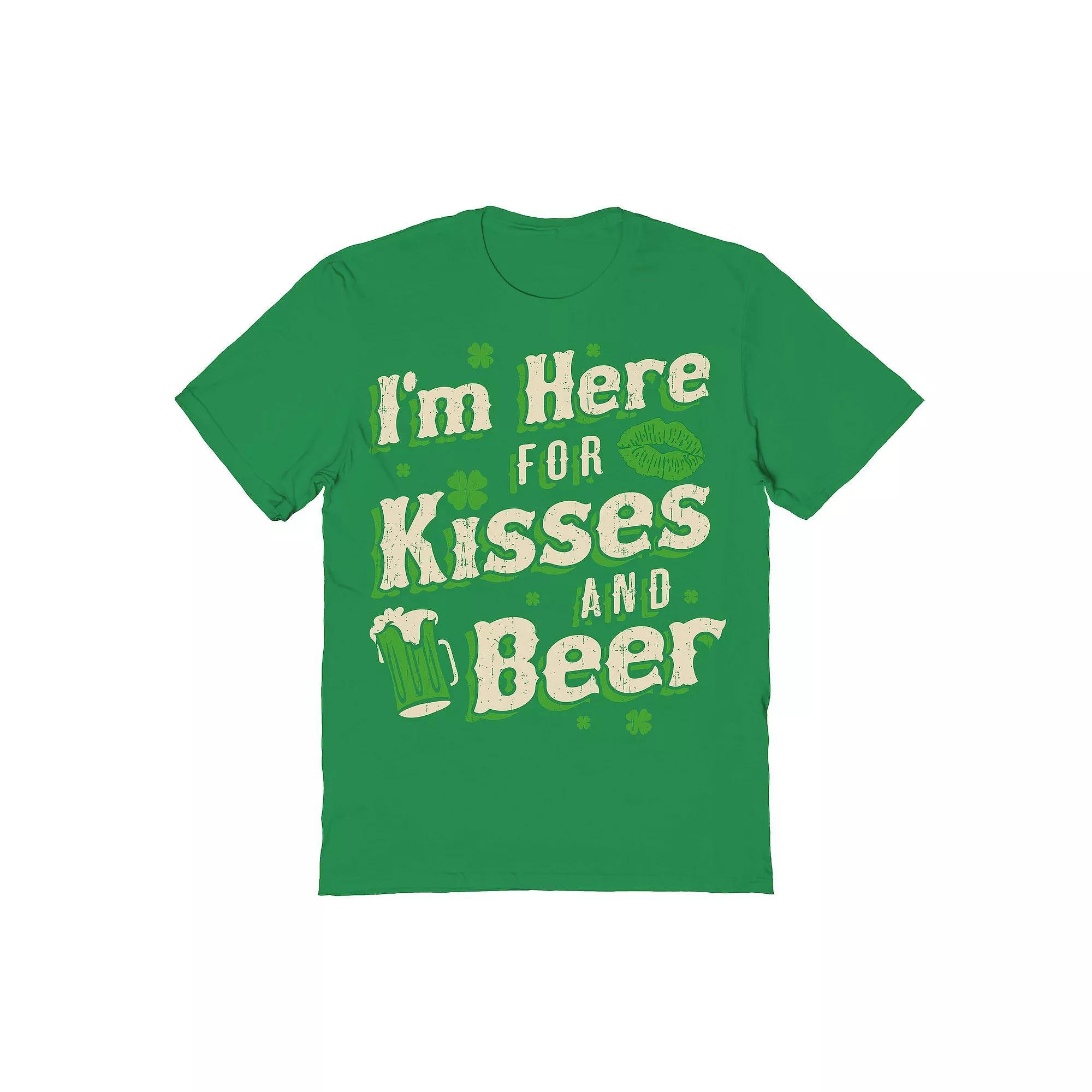 Men's St Patrick's Day Kisses And Beer Graphic Tee, Size: Small, Turf Green Product Image