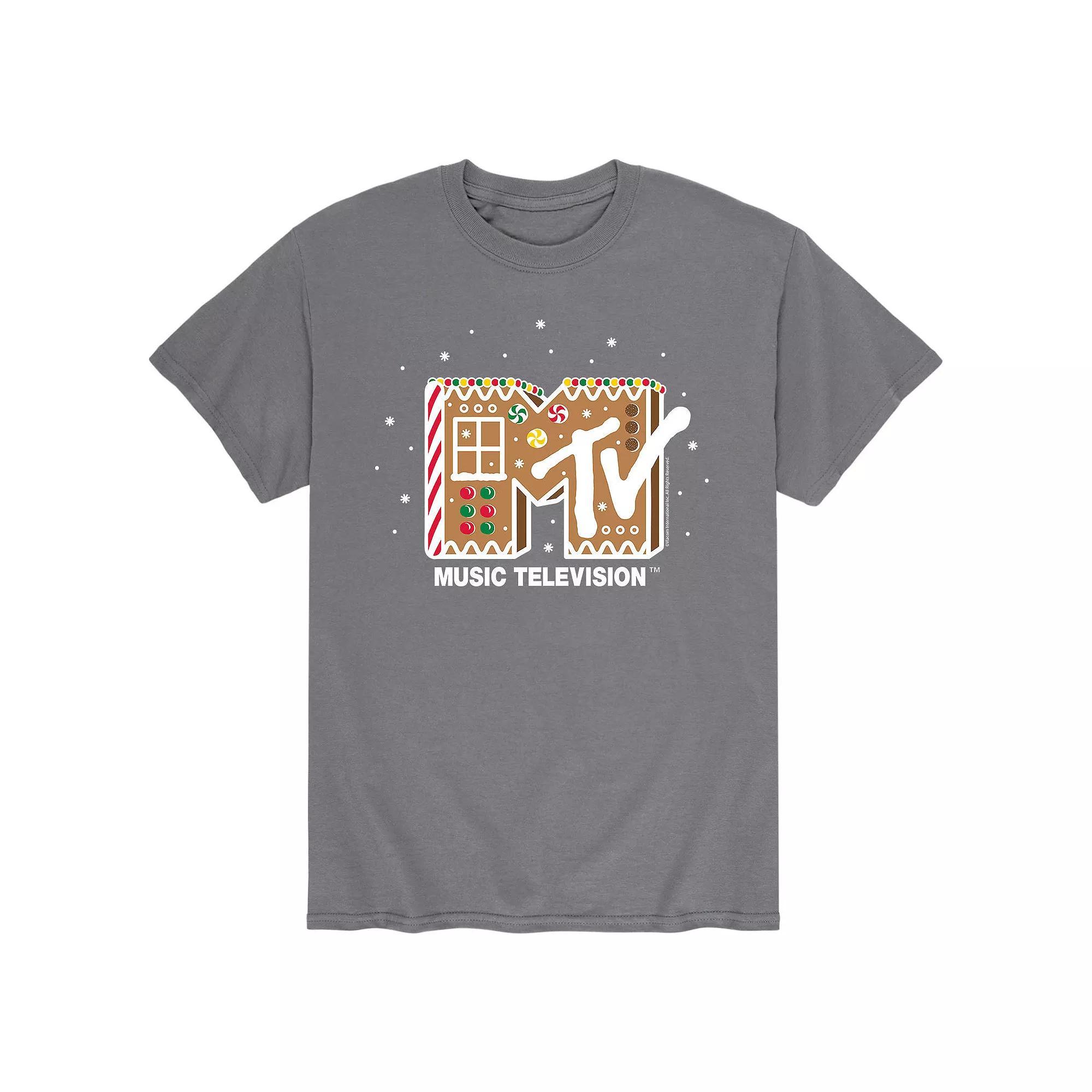 Mens MTV Classic Logo Gingerbread Tee Grey Product Image