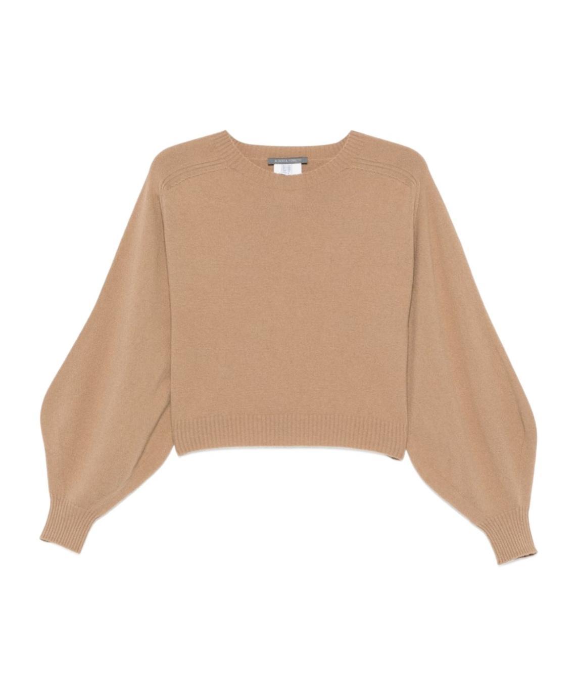ALBERTA FERRETTI Round Neck Sweater In Nude Product Image