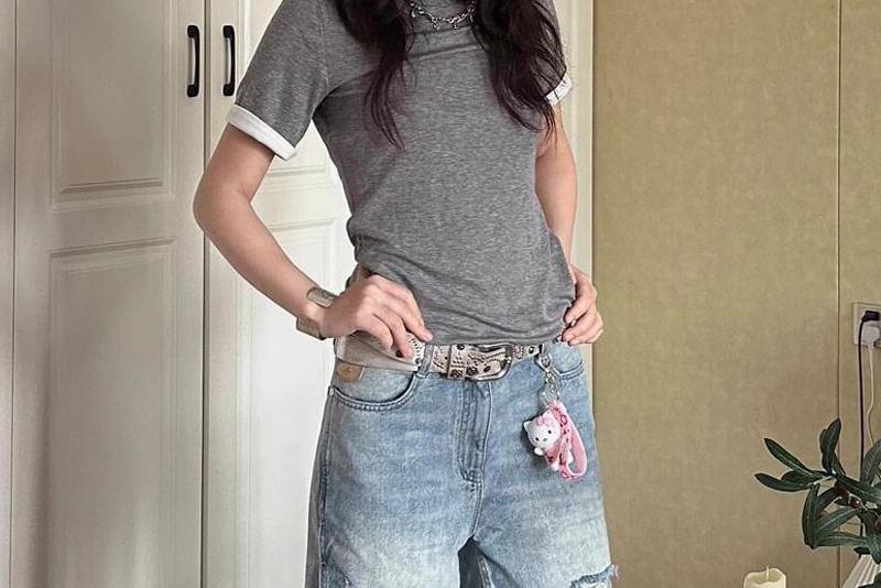 High Waist Ripped Wide Leg Jeans Product Image