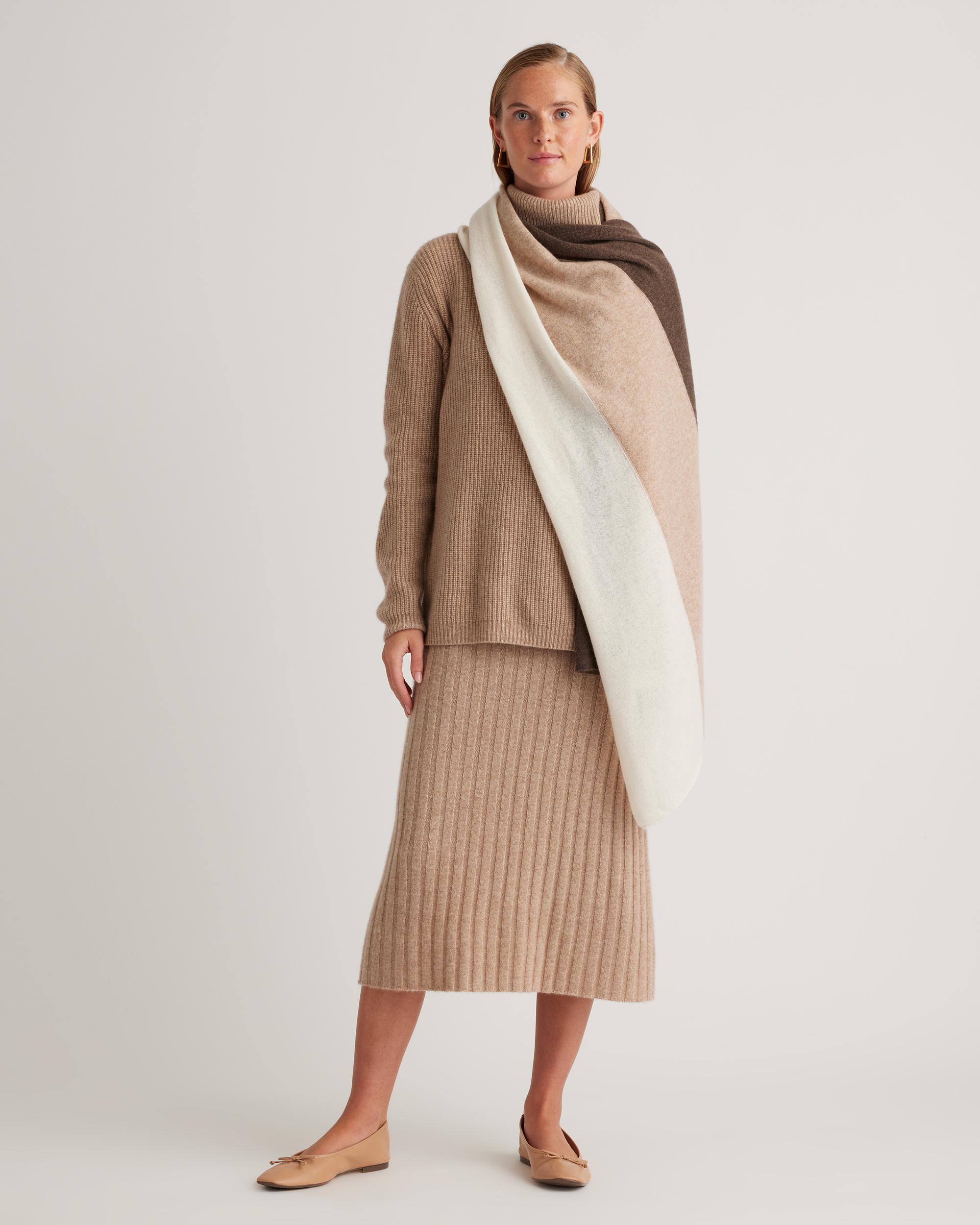 Quince | Women's Mongolian Cashmere Colorblock Wrap Product Image