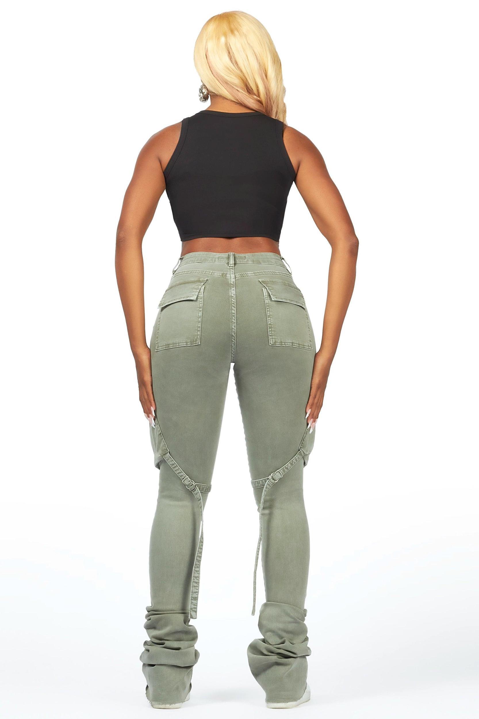 Caitlin Olive Cargo Super Stacked Jean Female Product Image