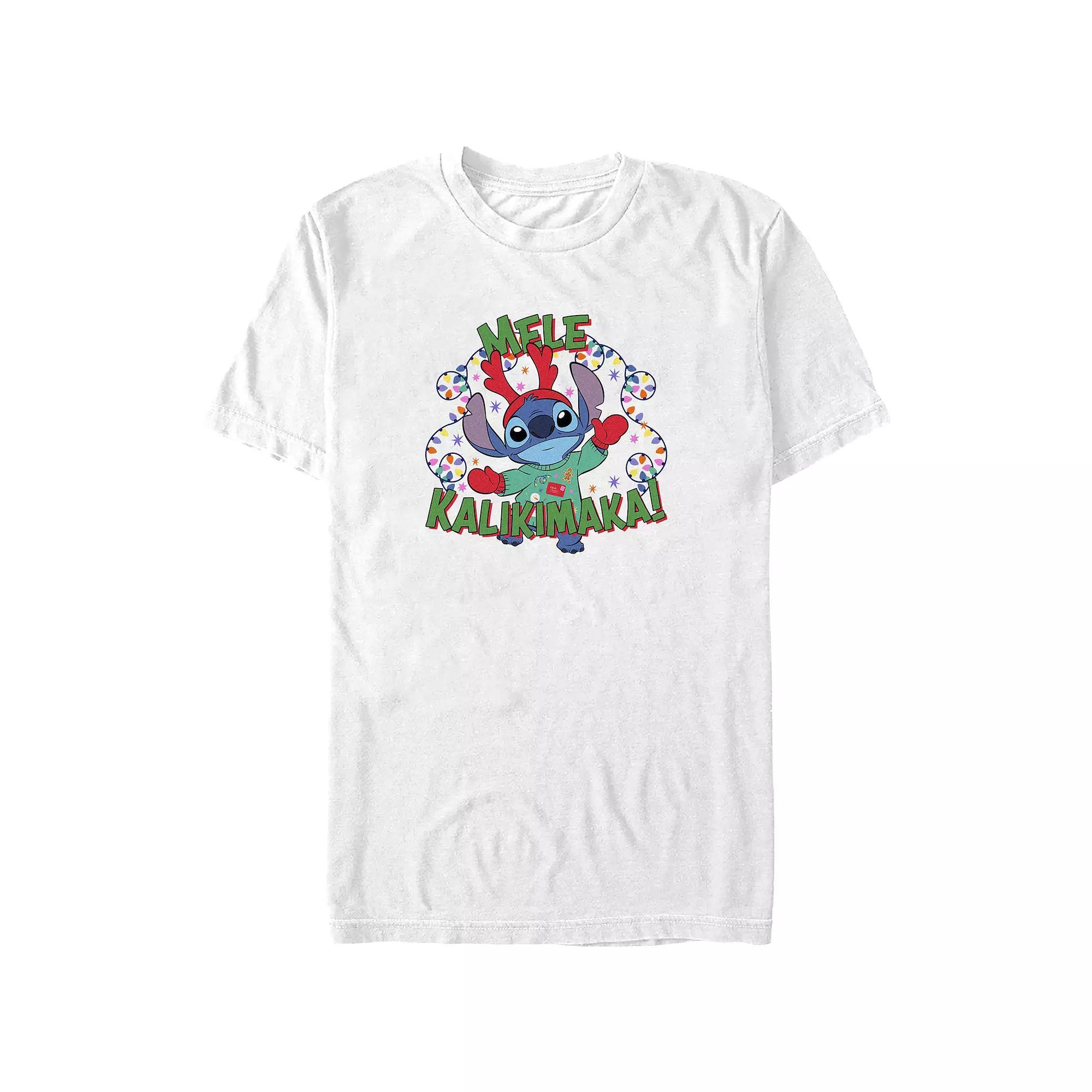 Disney's Lilo & Stitch Mele Kalikimaka Stitch Big & Tall Graphic Tee, Men's, Size: XL Tall, White Product Image