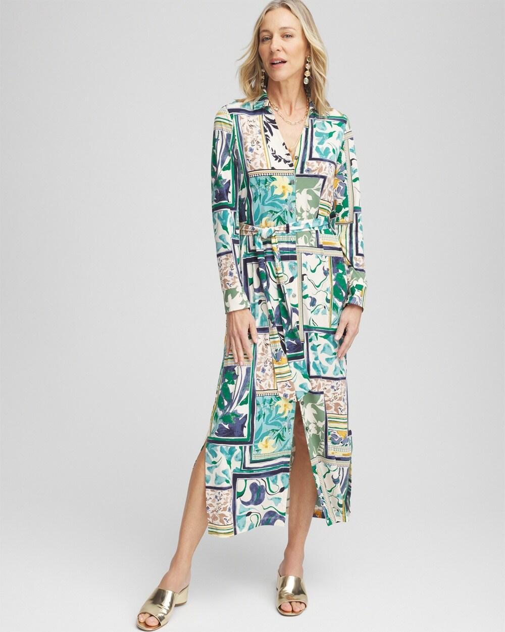 Patchwork Print Maxi Shirtdress Product Image