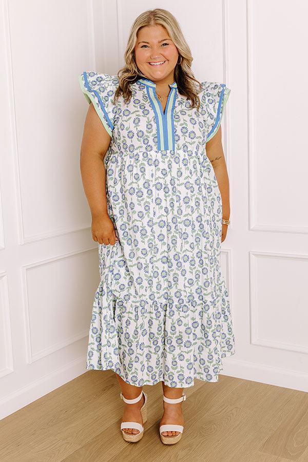 Picnic Ready Floral Midi Dress in Mint Curves Product Image