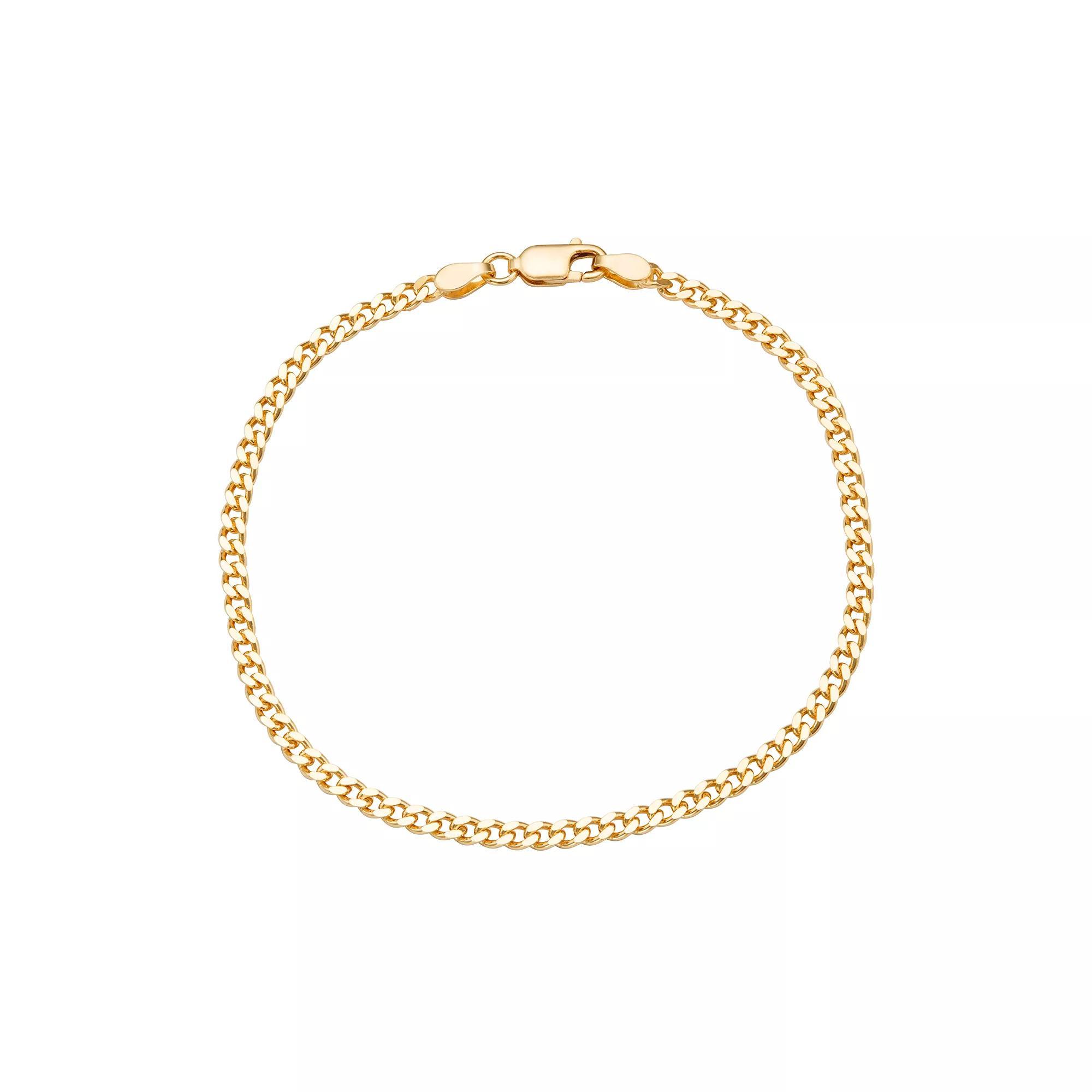Jordan Blue Sterling Silver Curb Chain Bracelet, Women's, Size: 7.5", 14k Gold Product Image