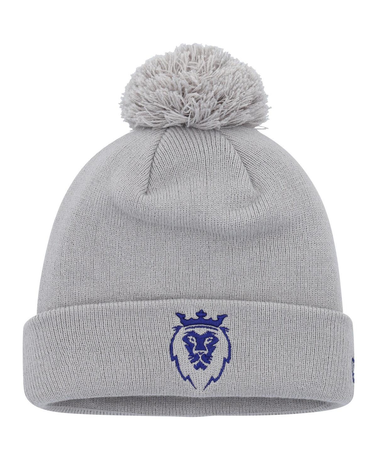 Mens New Era Gray Real Salt Lake Jersey Hook Cuffed Knit Hat with Pom Product Image